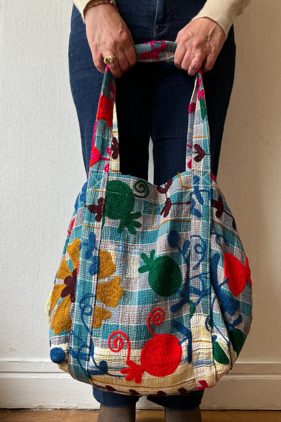 Sac cabas brodé GRENADE FLEURI