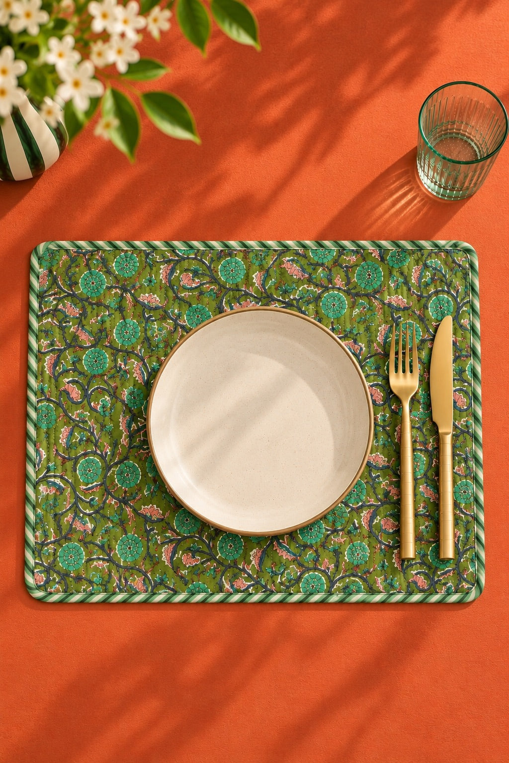 Set de table coton matelassé JARDIN ANGLAIS
