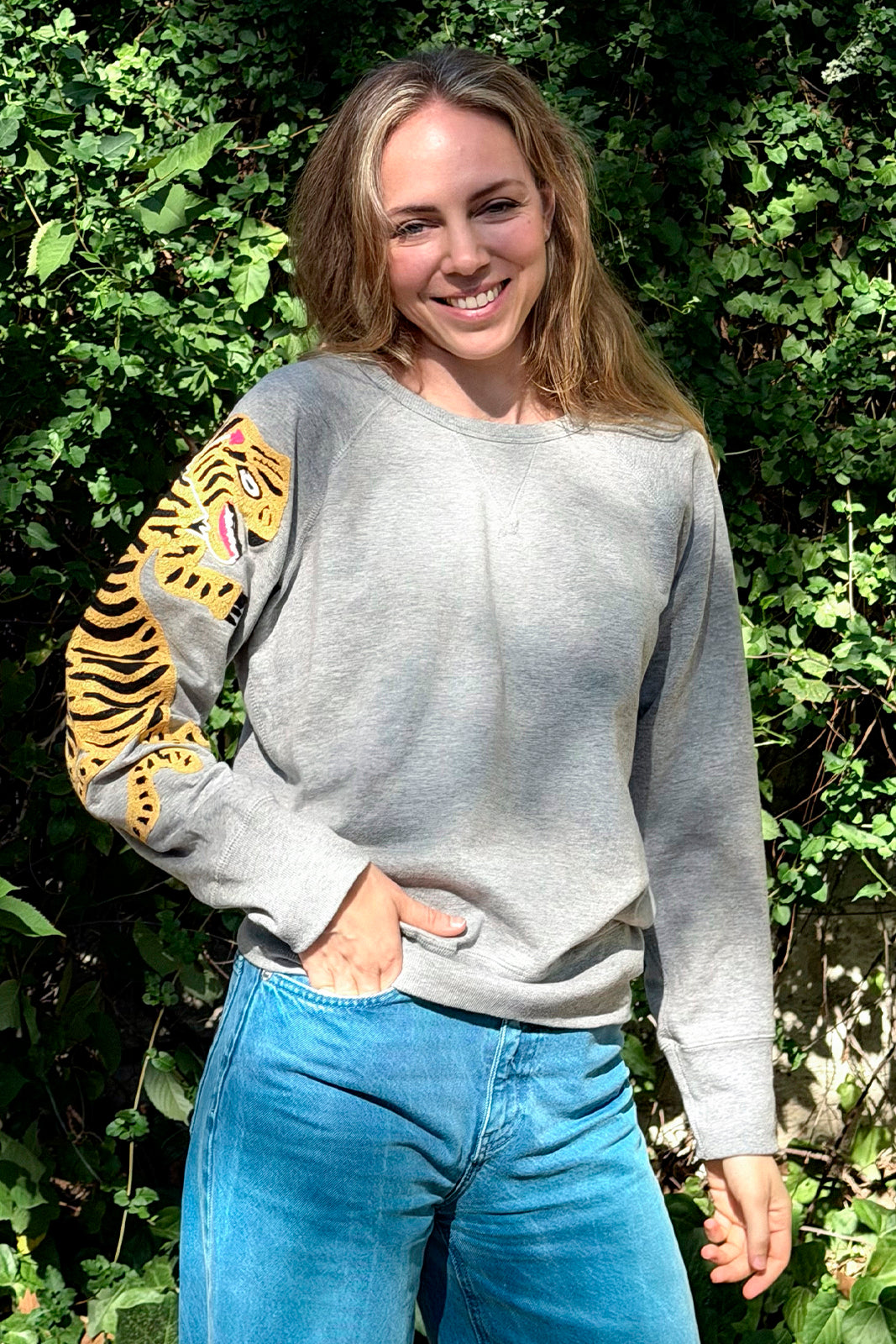 sweat tigre brode coton