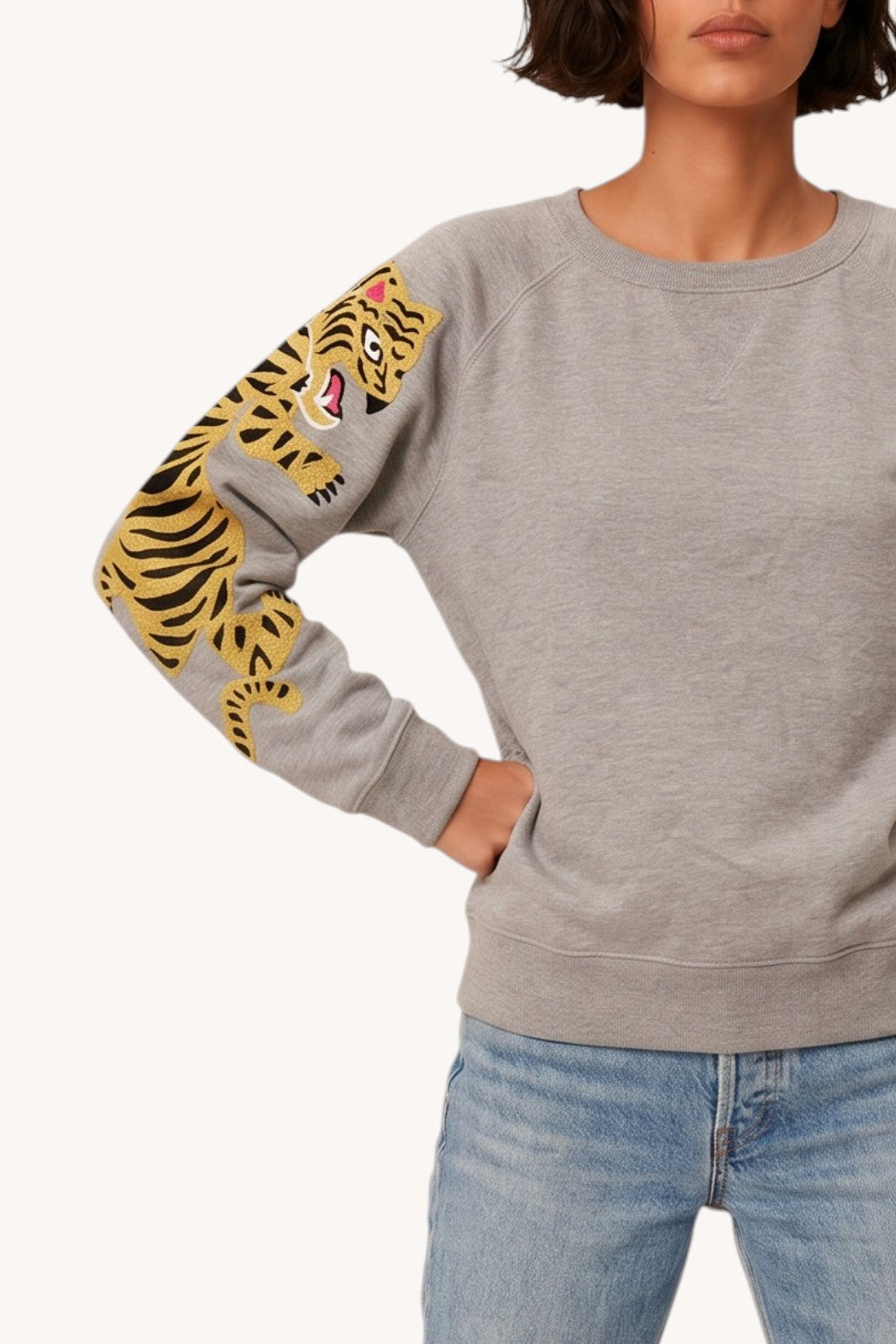 Sweat Tigre brodé GRIS