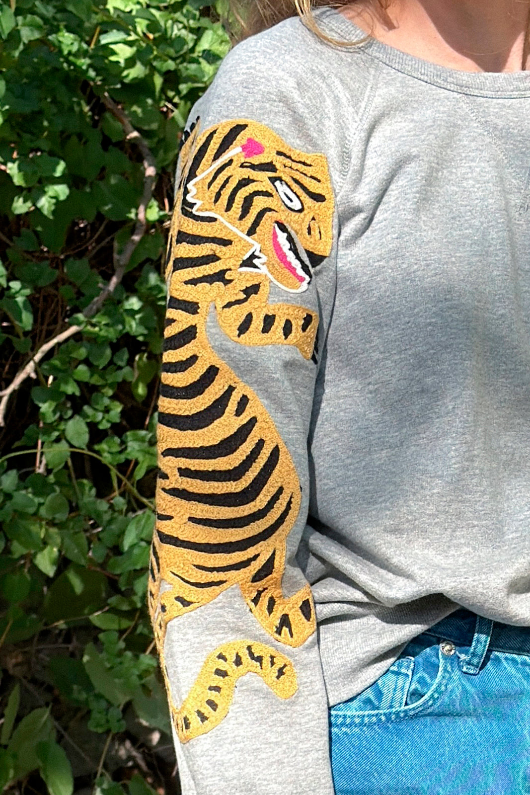 sweat tigre brode coton