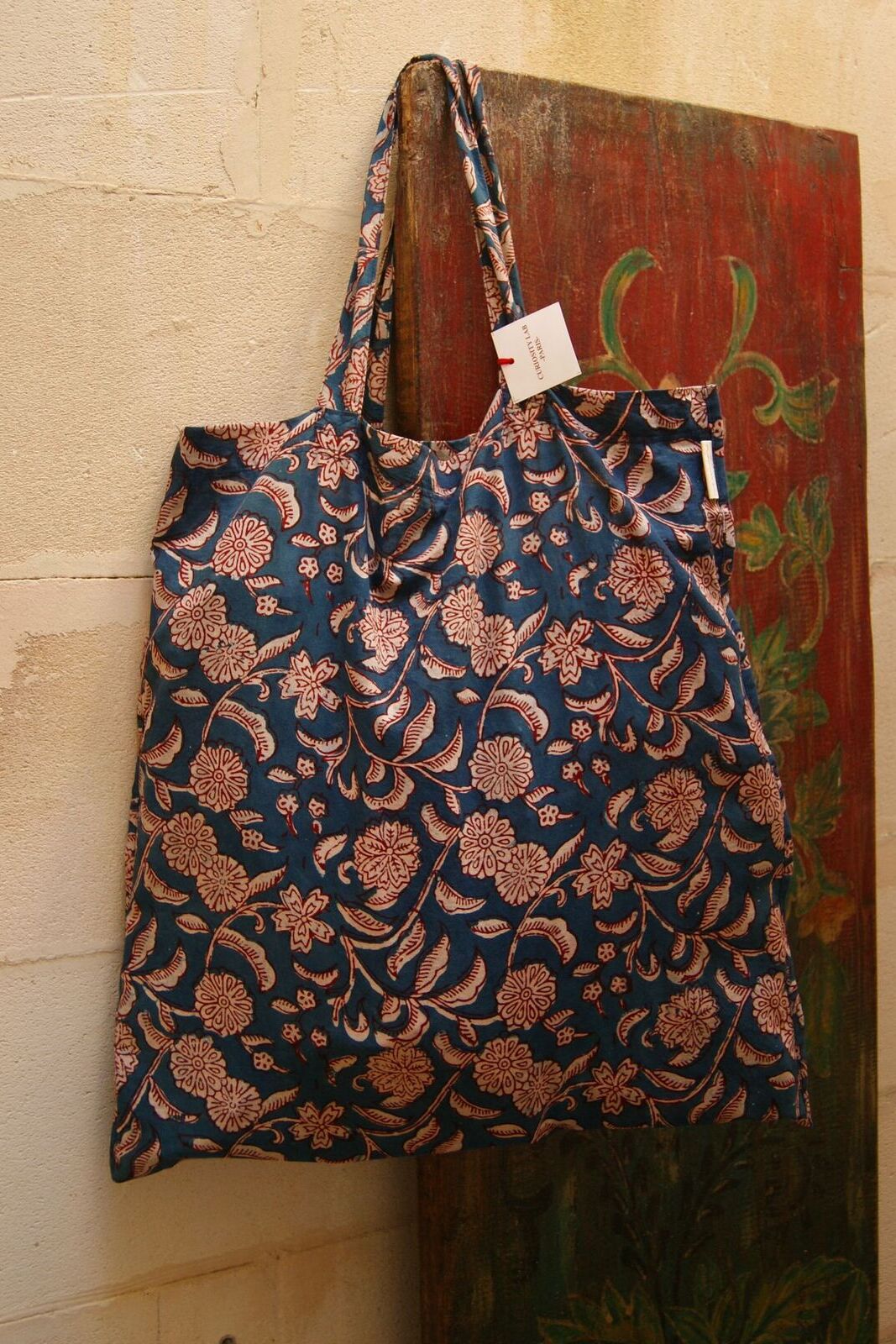 tote bag block print coton indien