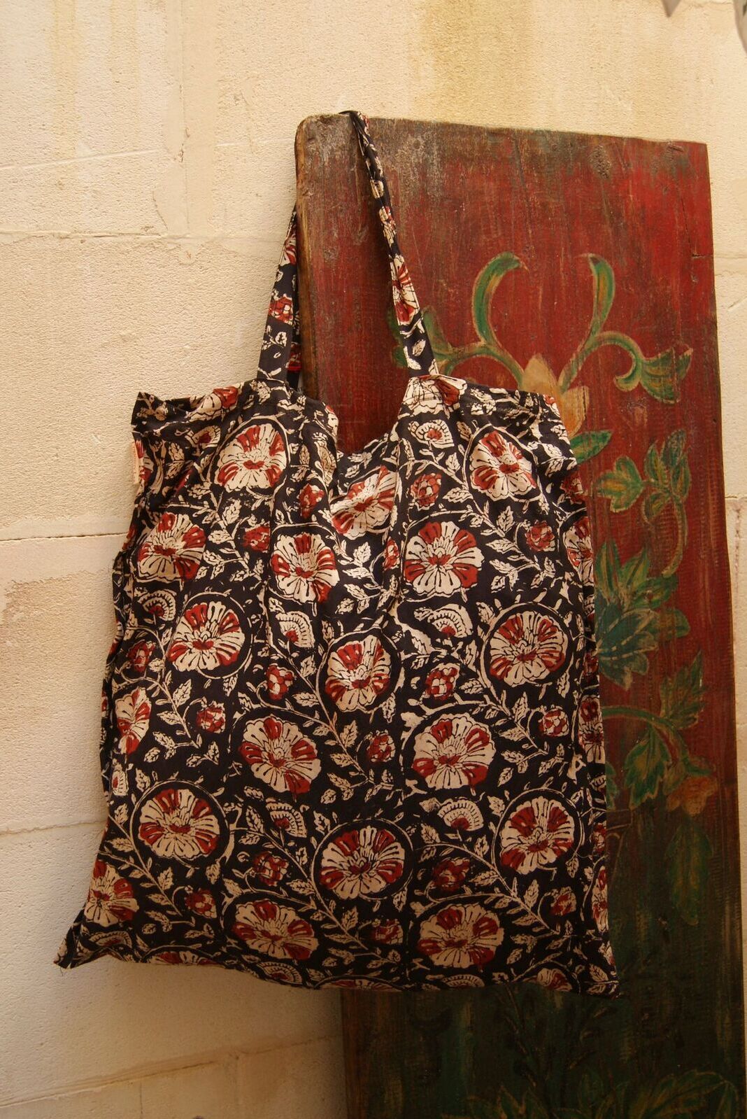 tote bag block print coton indien