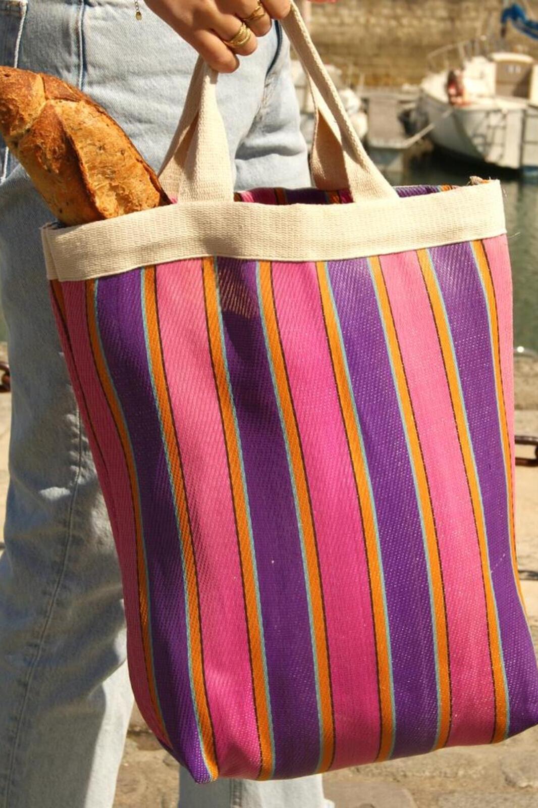 tote bag stripes plastique recycle