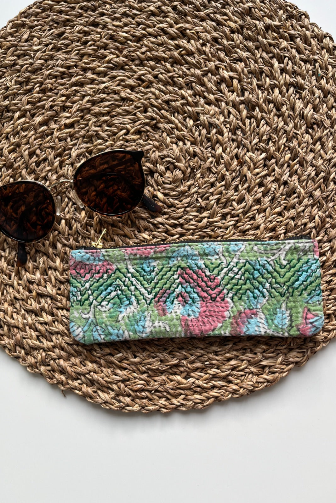 Trousse en Kantha GREEN