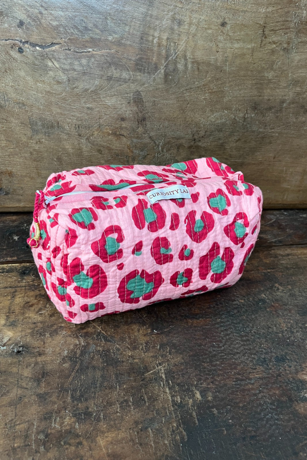 Trousse de toilette Block Print matelassé LEOPARD ROSE