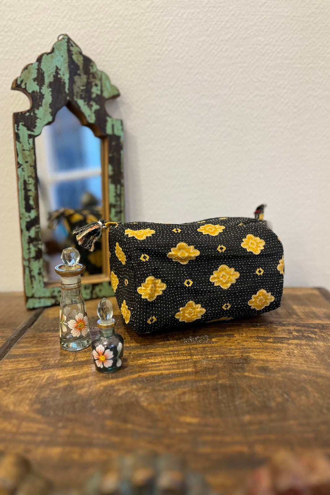 Trousse de toilette ronde Bengale FLORAL NOIR
