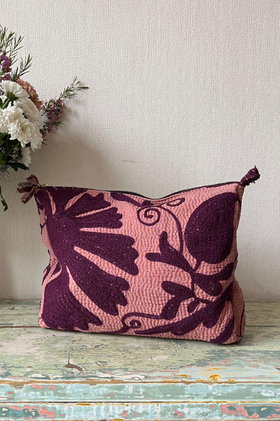 Vanity Kantha brodé uni ROSE