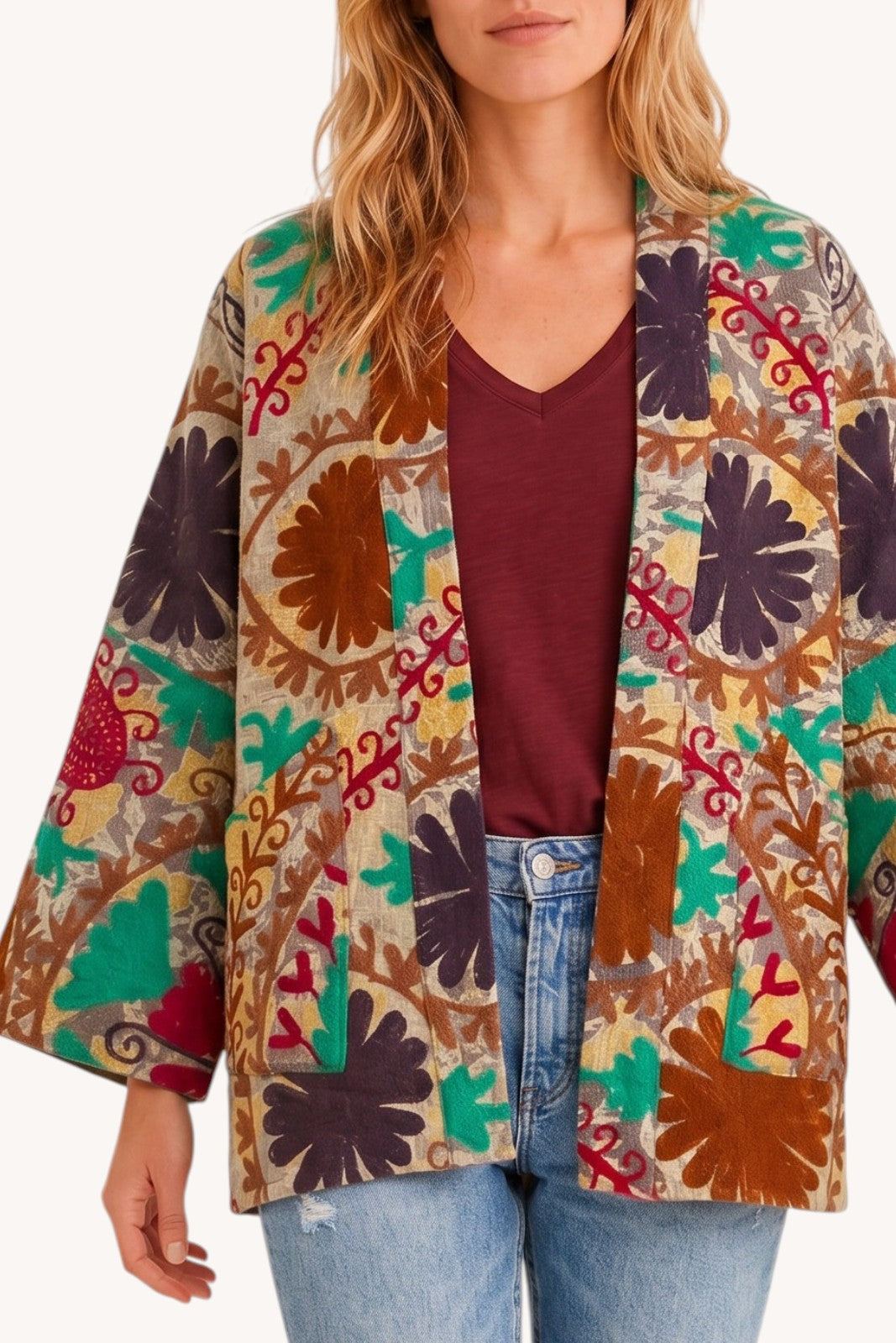 Veste Bengal Kantha brodé SATHAMBA