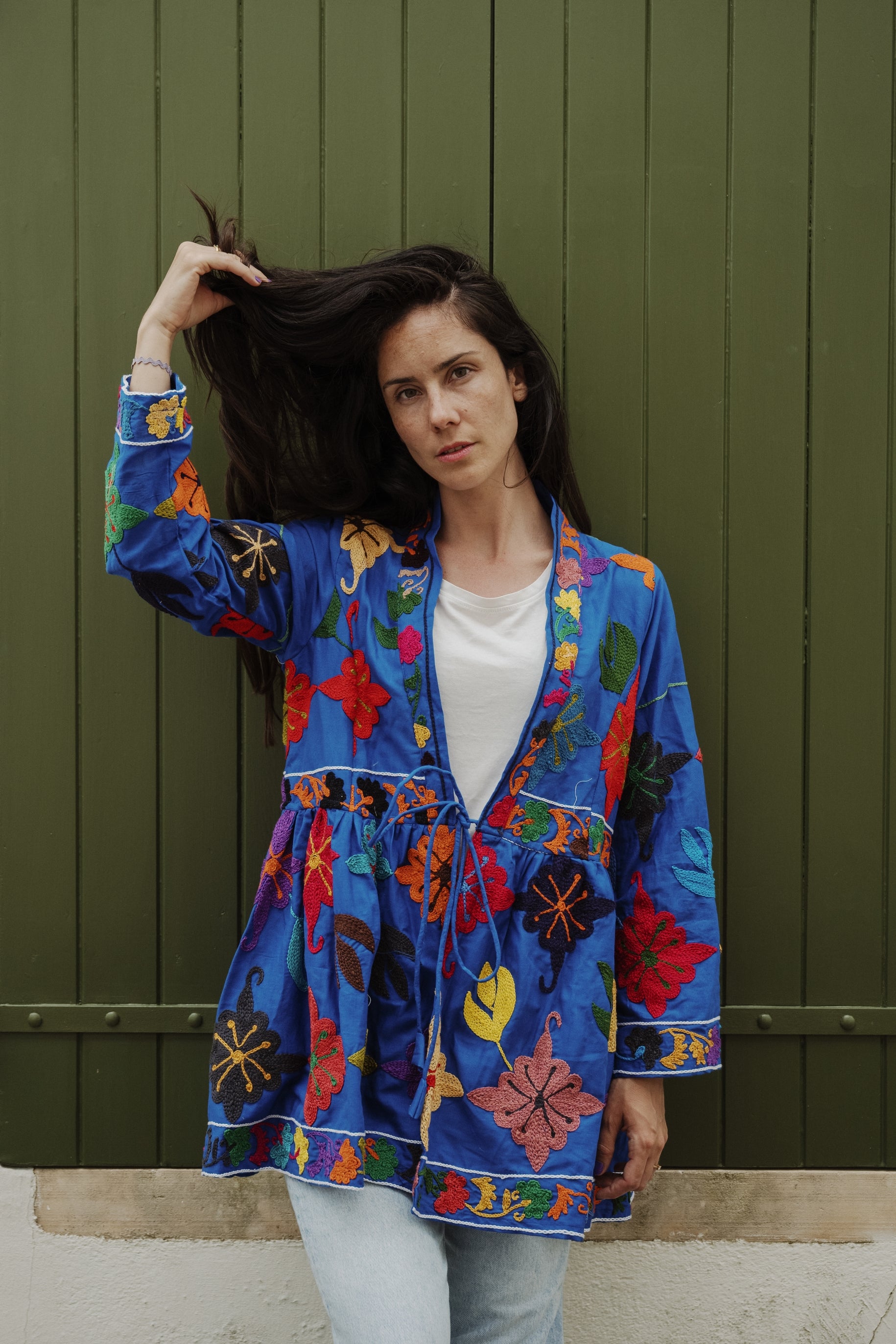 Veste brodée Laxmi BLEU