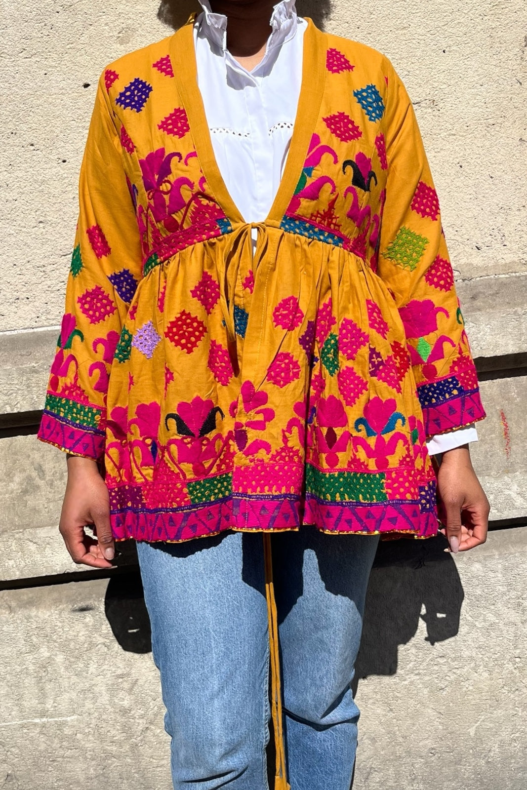 Veste brodée Laxmi JAUNE