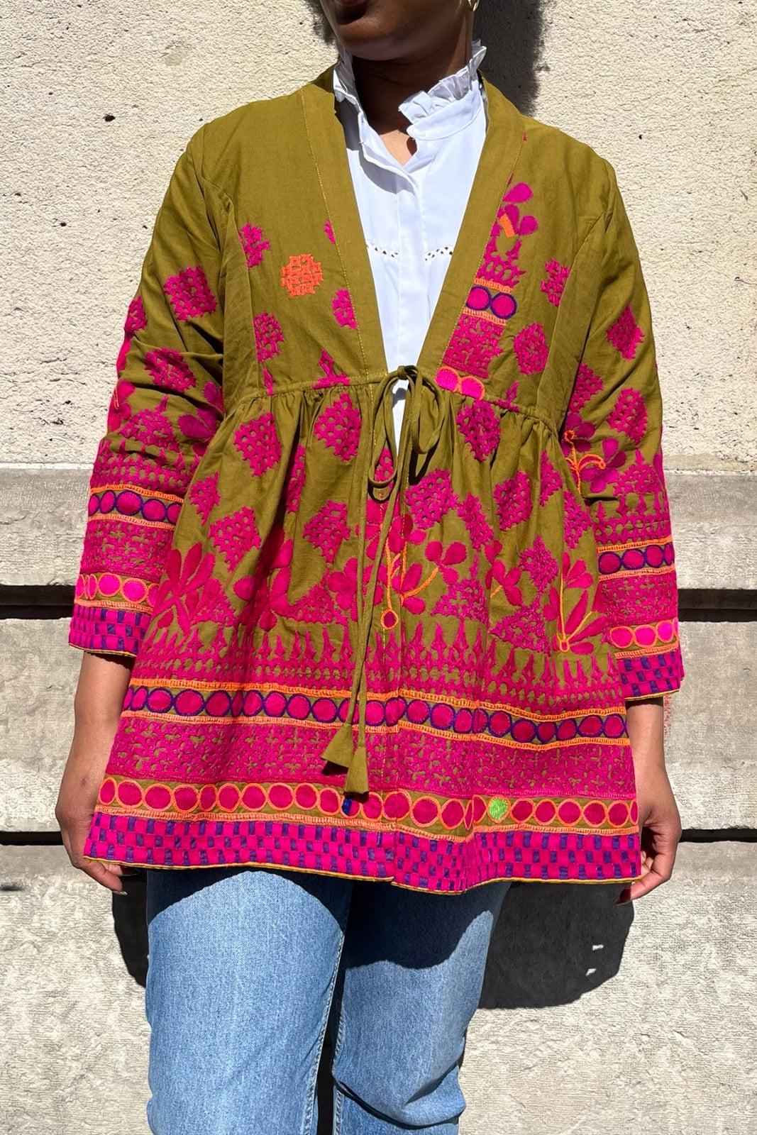 Veste brodée Laxmi KAKI