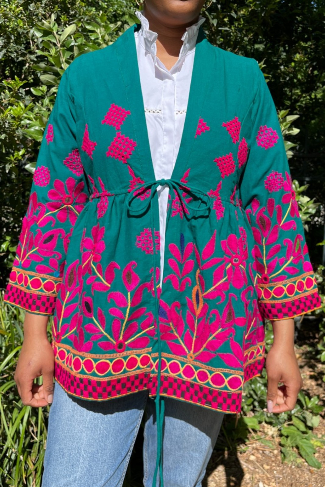 Veste brodée Laxmi VERT