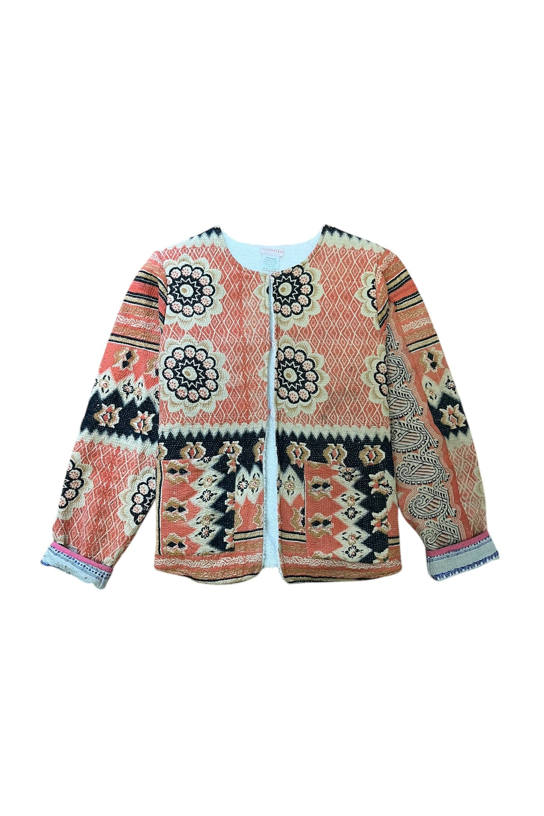 Veste Kantha Doublée Baniyaan NOIR ET OCRE