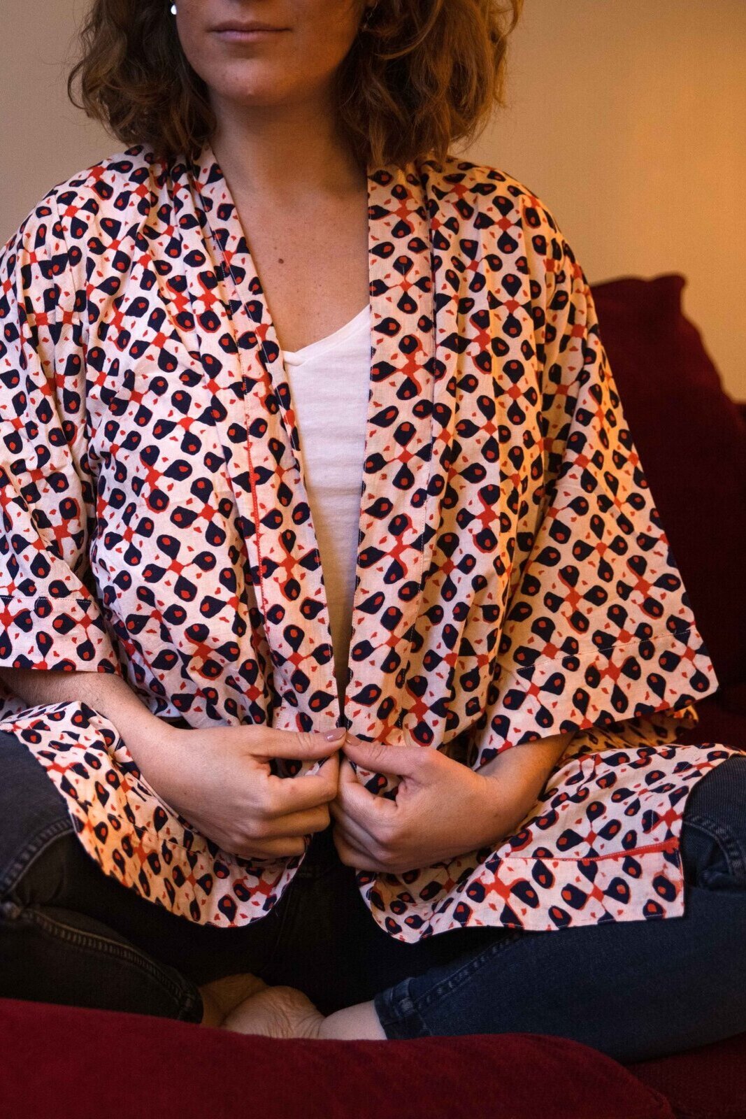 veste kimono jodhpur coton indien