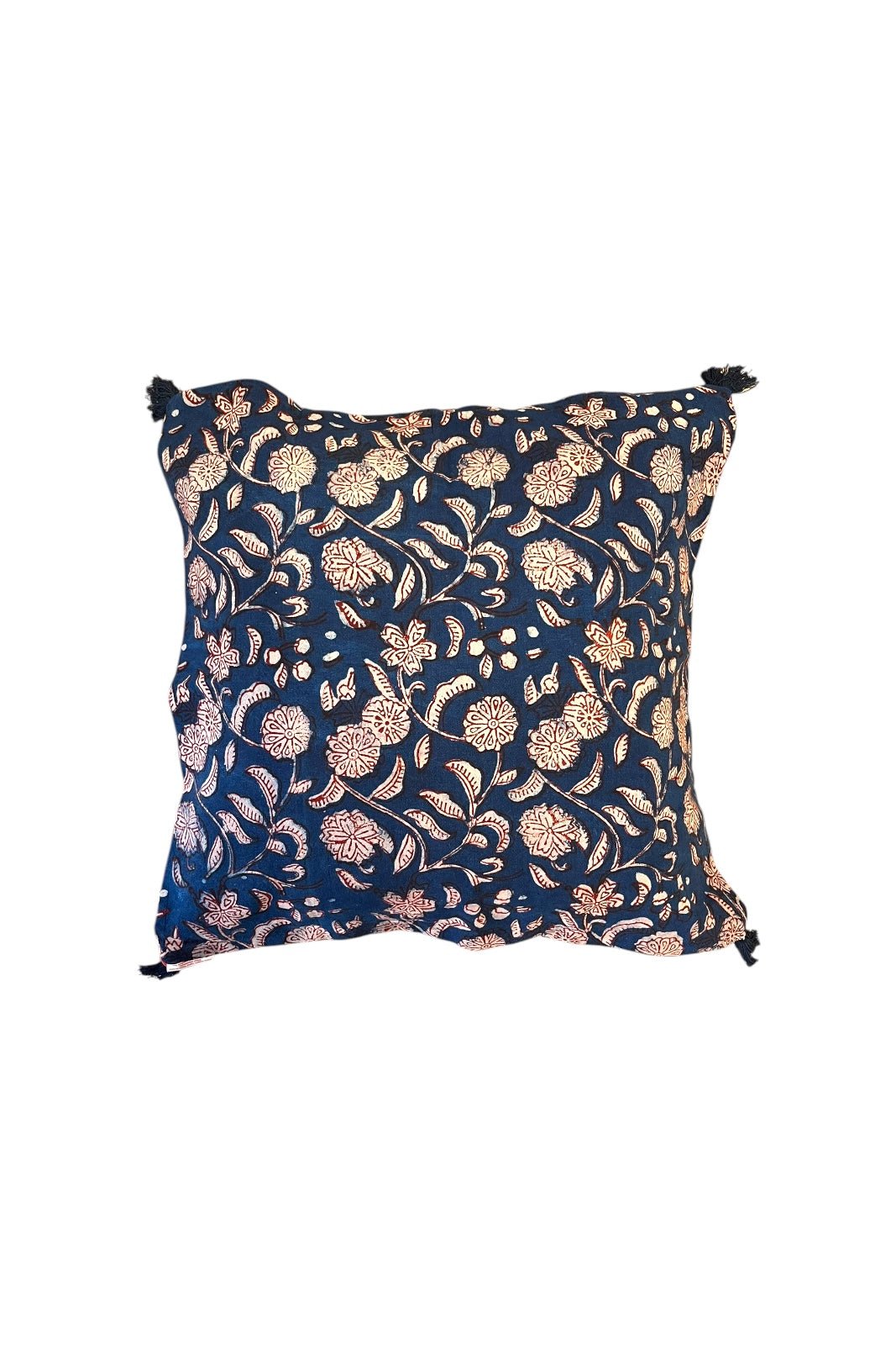 Housse de Coussin Block Print 50X50CM KALAMBARI NAVY