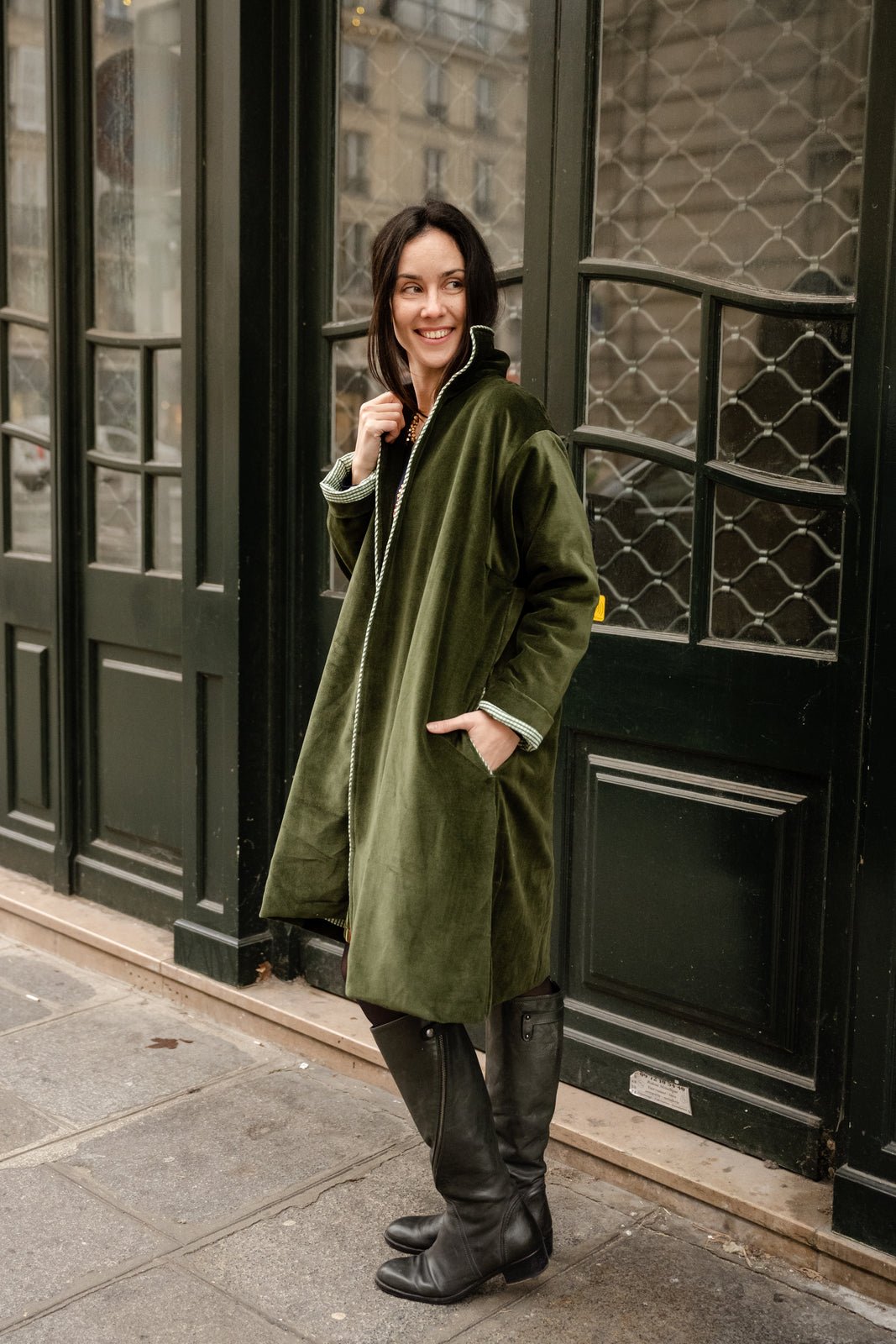 Manteau velours Makhamalee KAKI