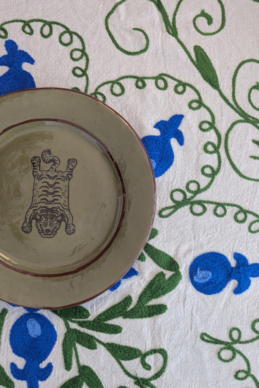 Nappe Suzani 160X270CM BLEU ET VERT