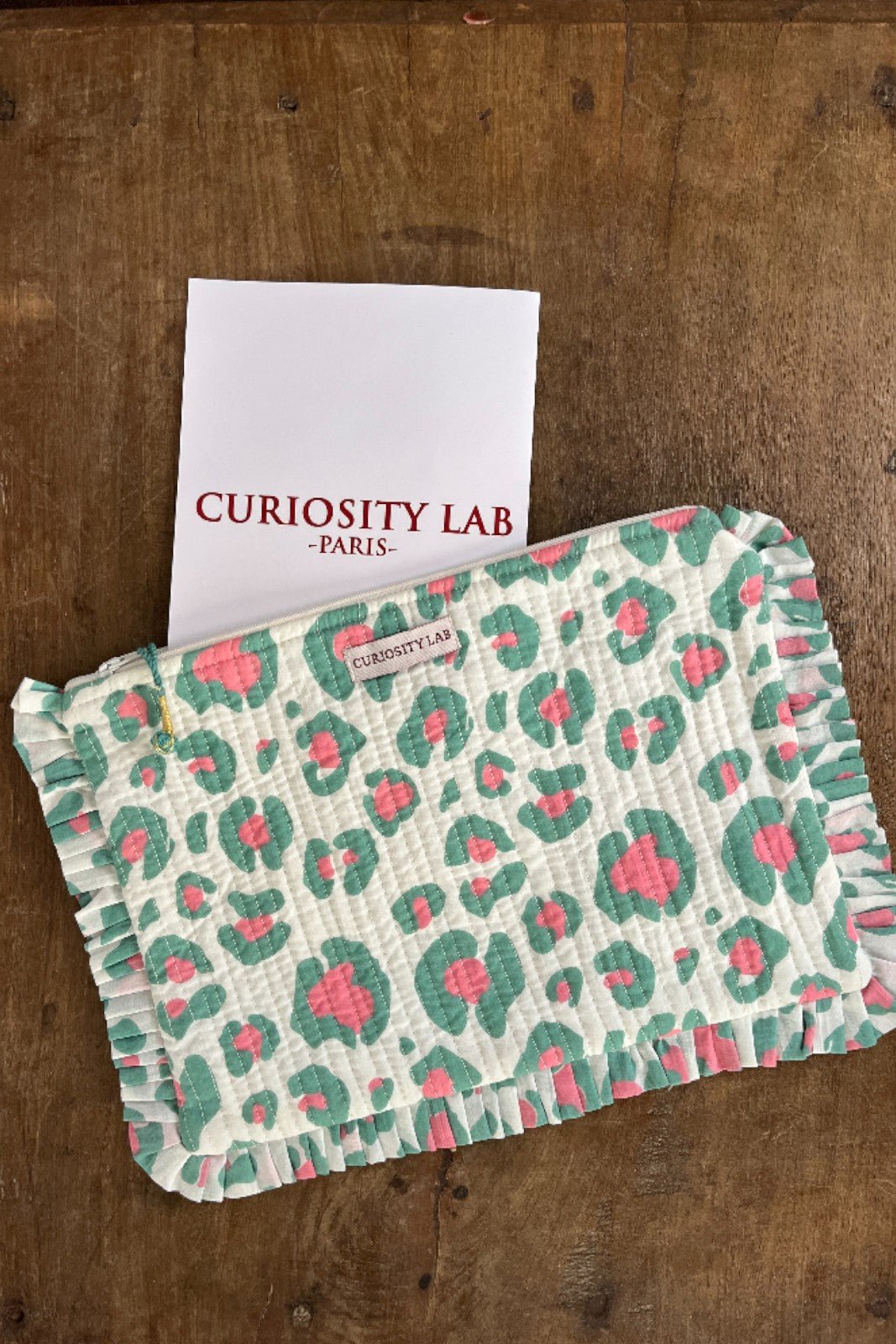 Pochette matelassée Block Print LEOPARD VERT