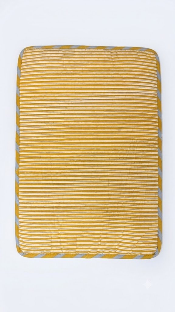 Set de table coton matelassé STRIPES MOUTARDE