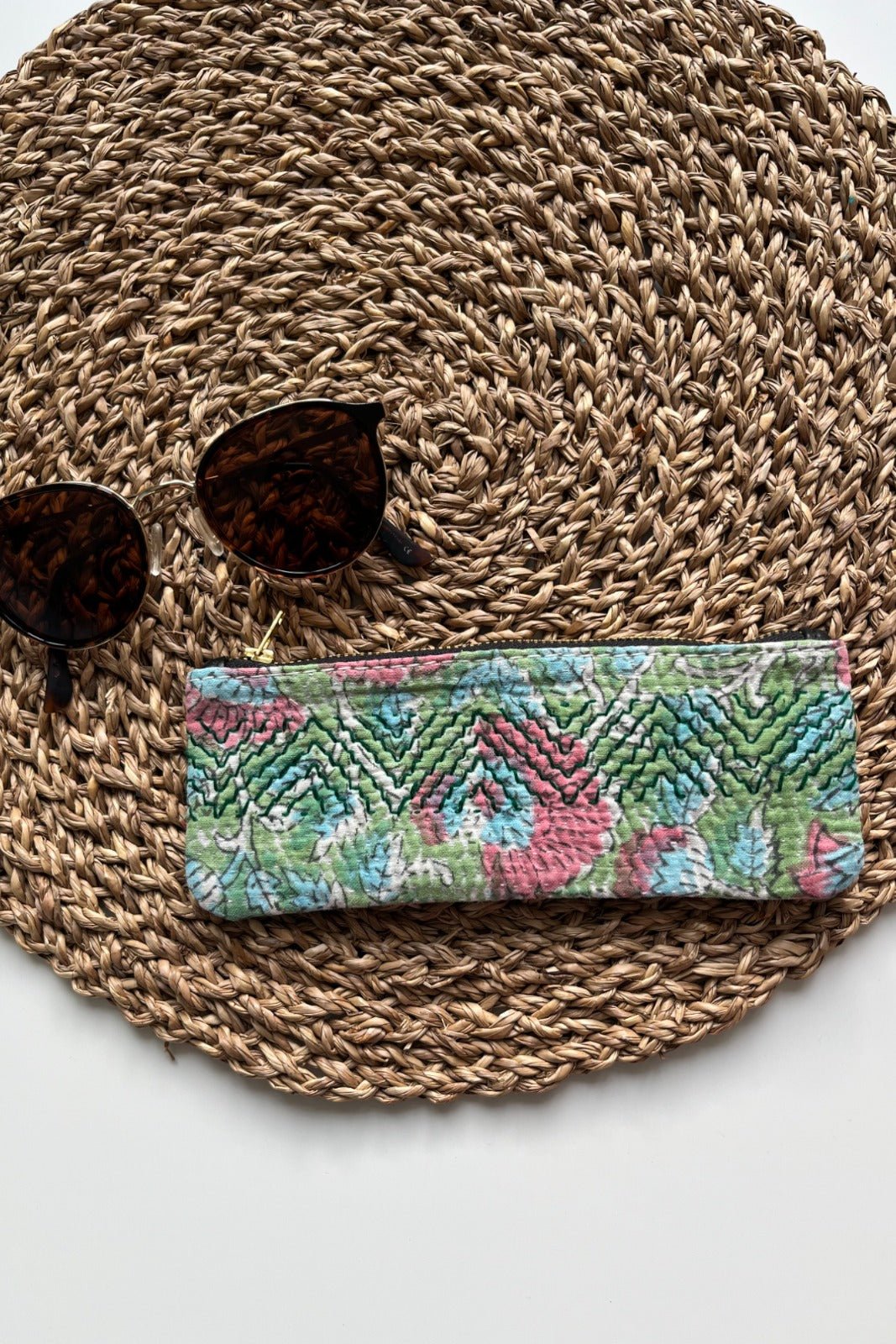 Trousse en Kantha GREEN