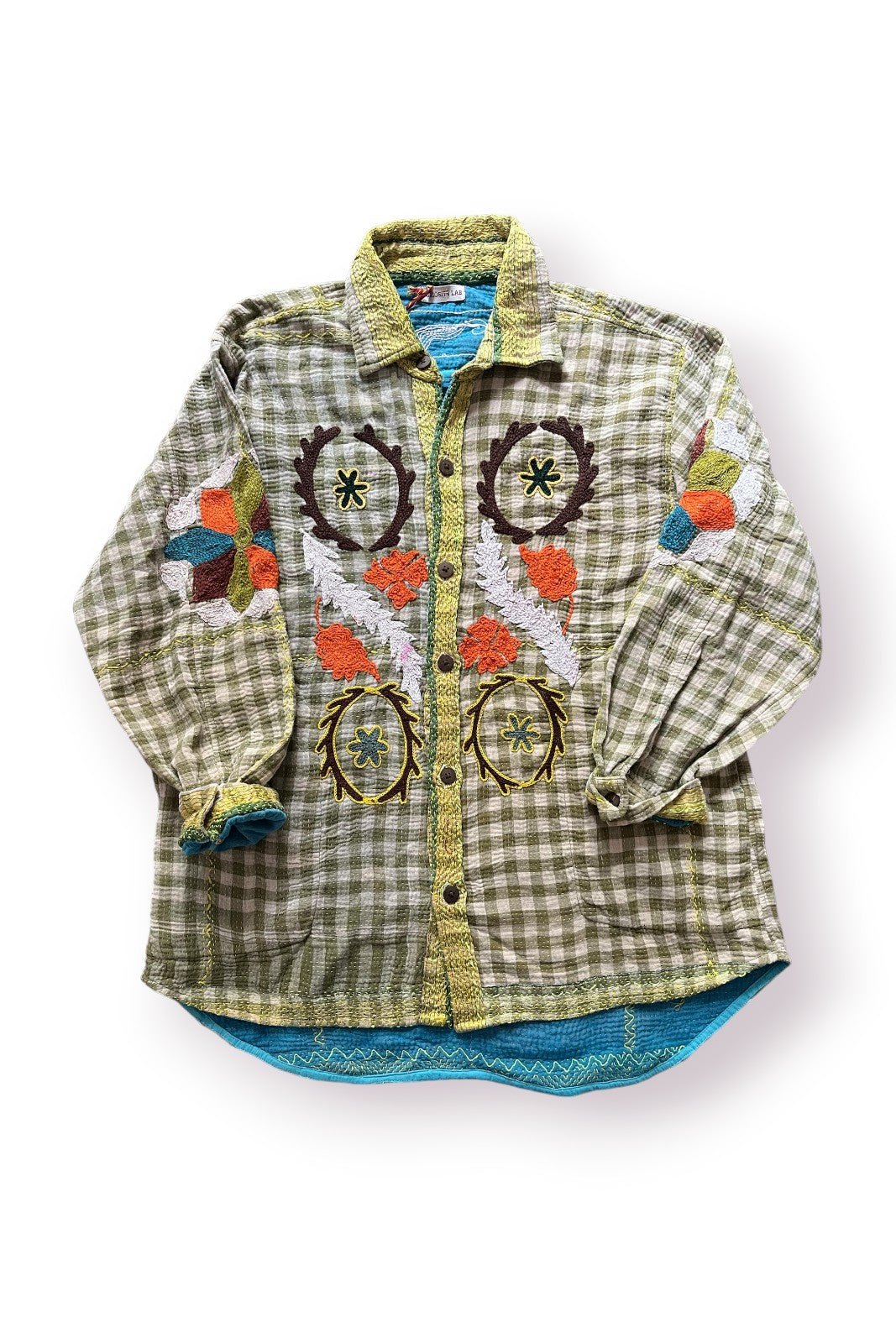 Veste Baya Kantha Brodée VERT