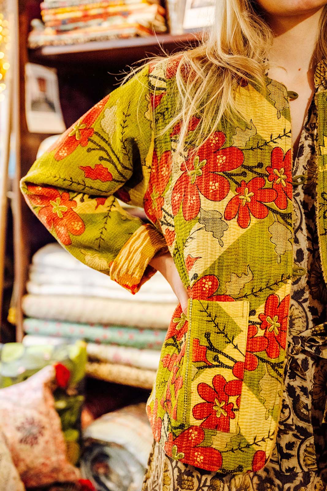 Veste Kantha Doublée Baniyaan KAKI