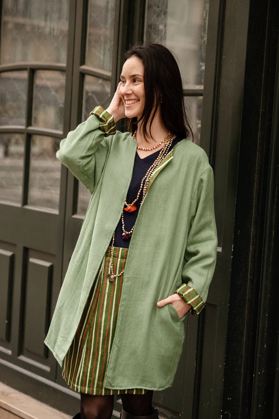 Veste Réversible Mushroo STRIPES VERT