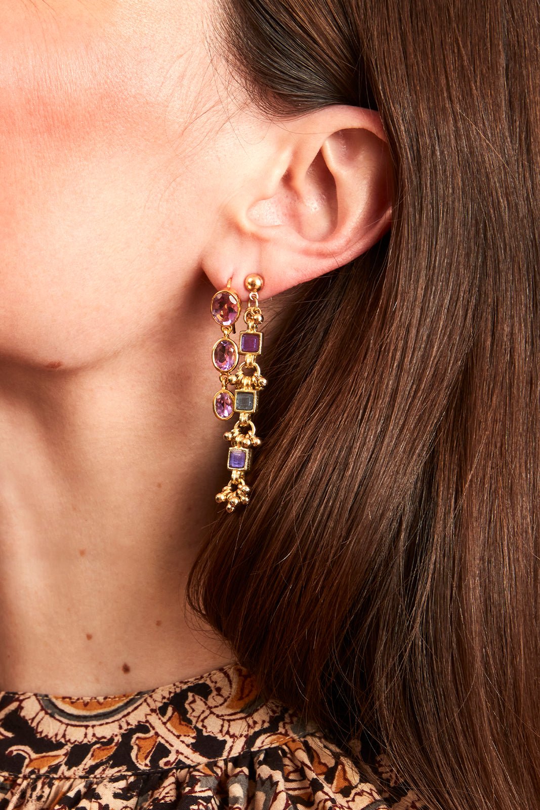 Boucle d'oreille Cube MAUVE