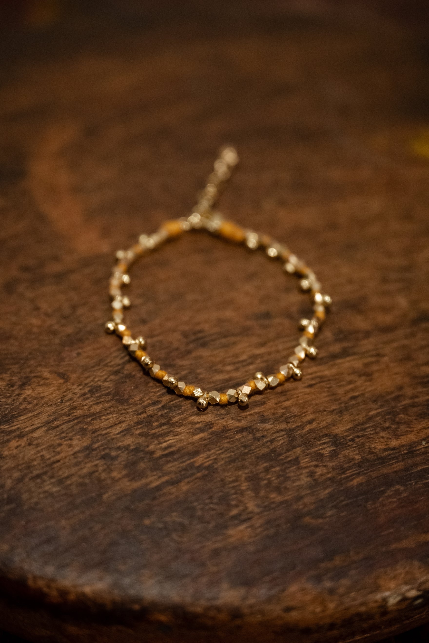bracelet amber laiton et fil de coton