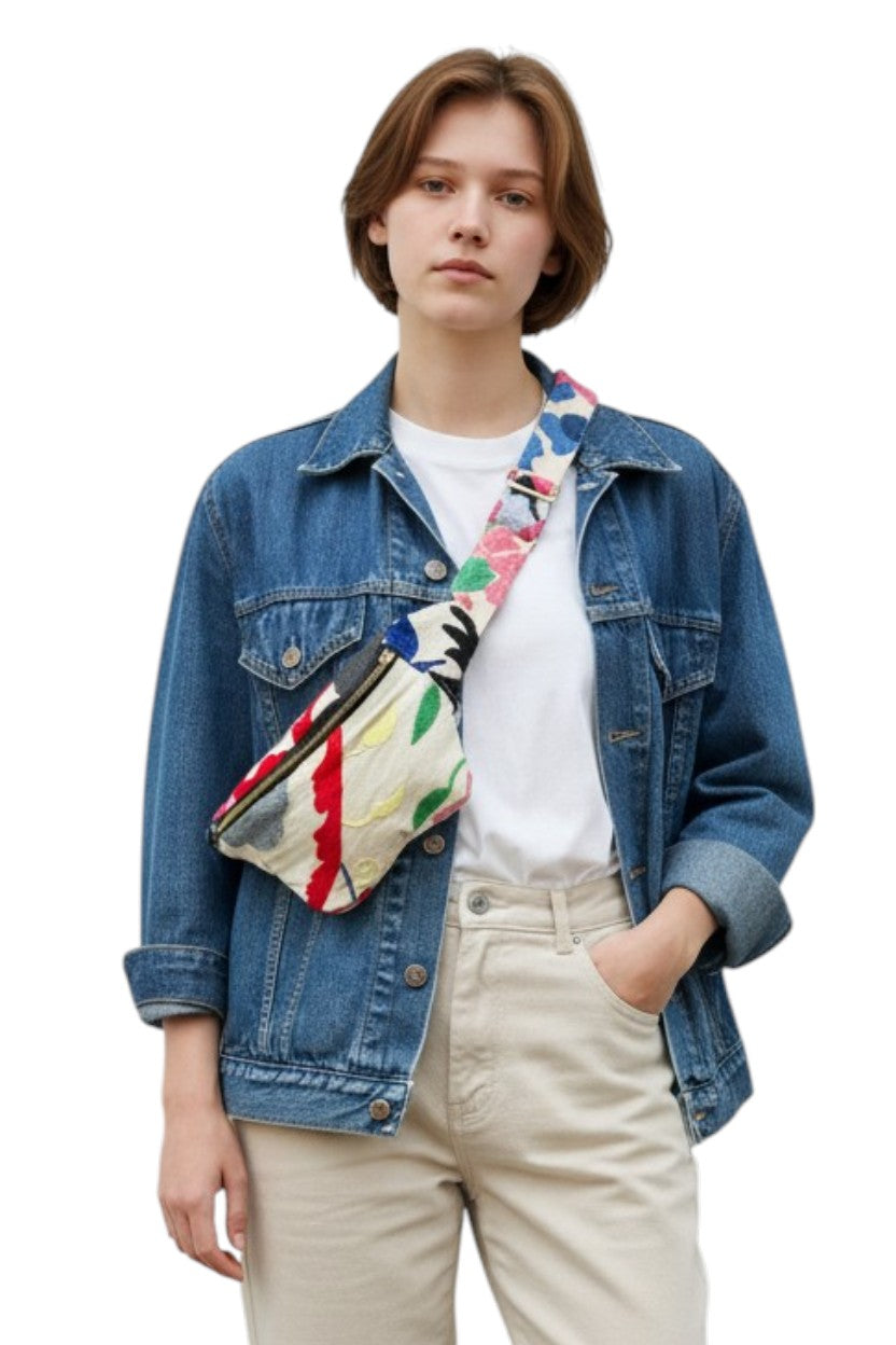 Banane Bengale Suzani BLANC MULTICOLOR