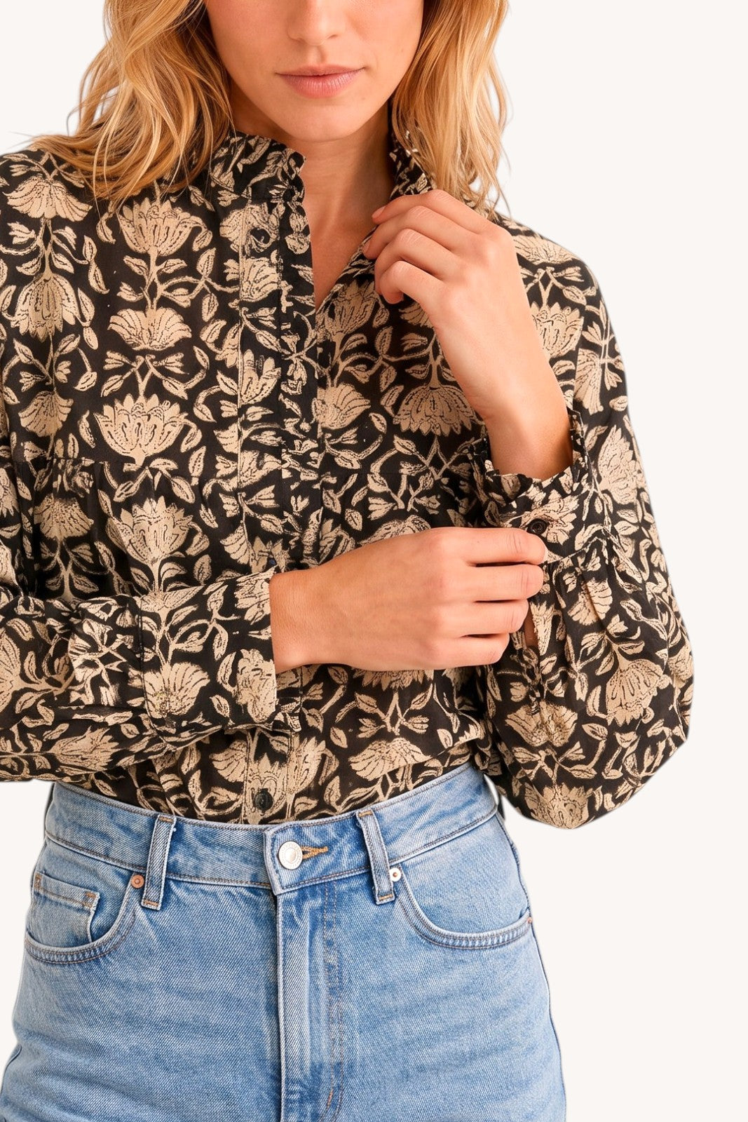 Blouse frill NOIR
