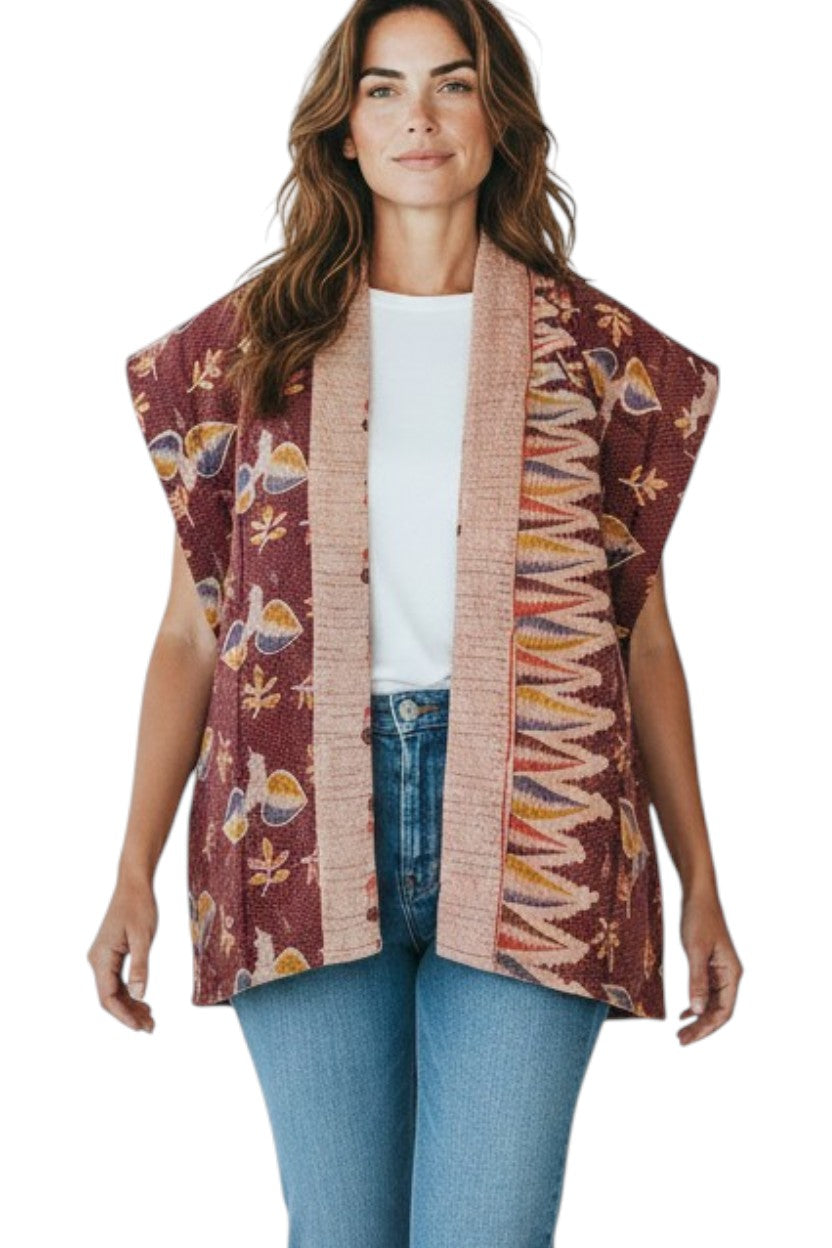 Gilet Daada Kantha ROSE