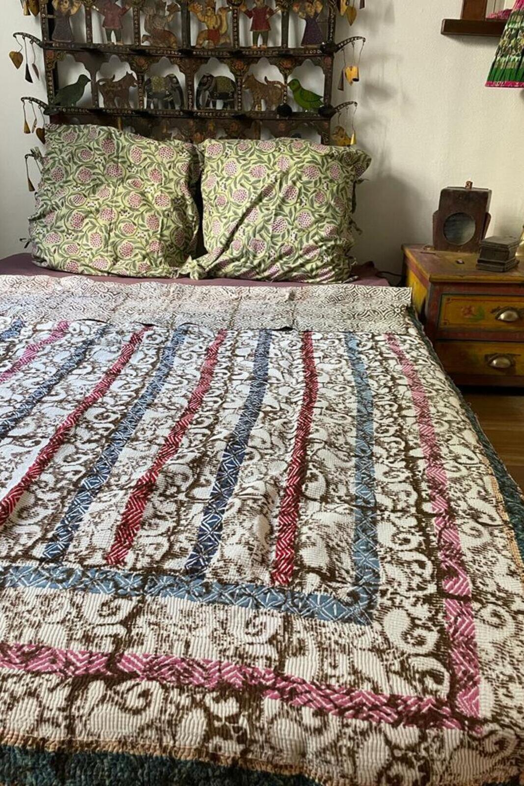 jete de canape kantha coton indien kantha