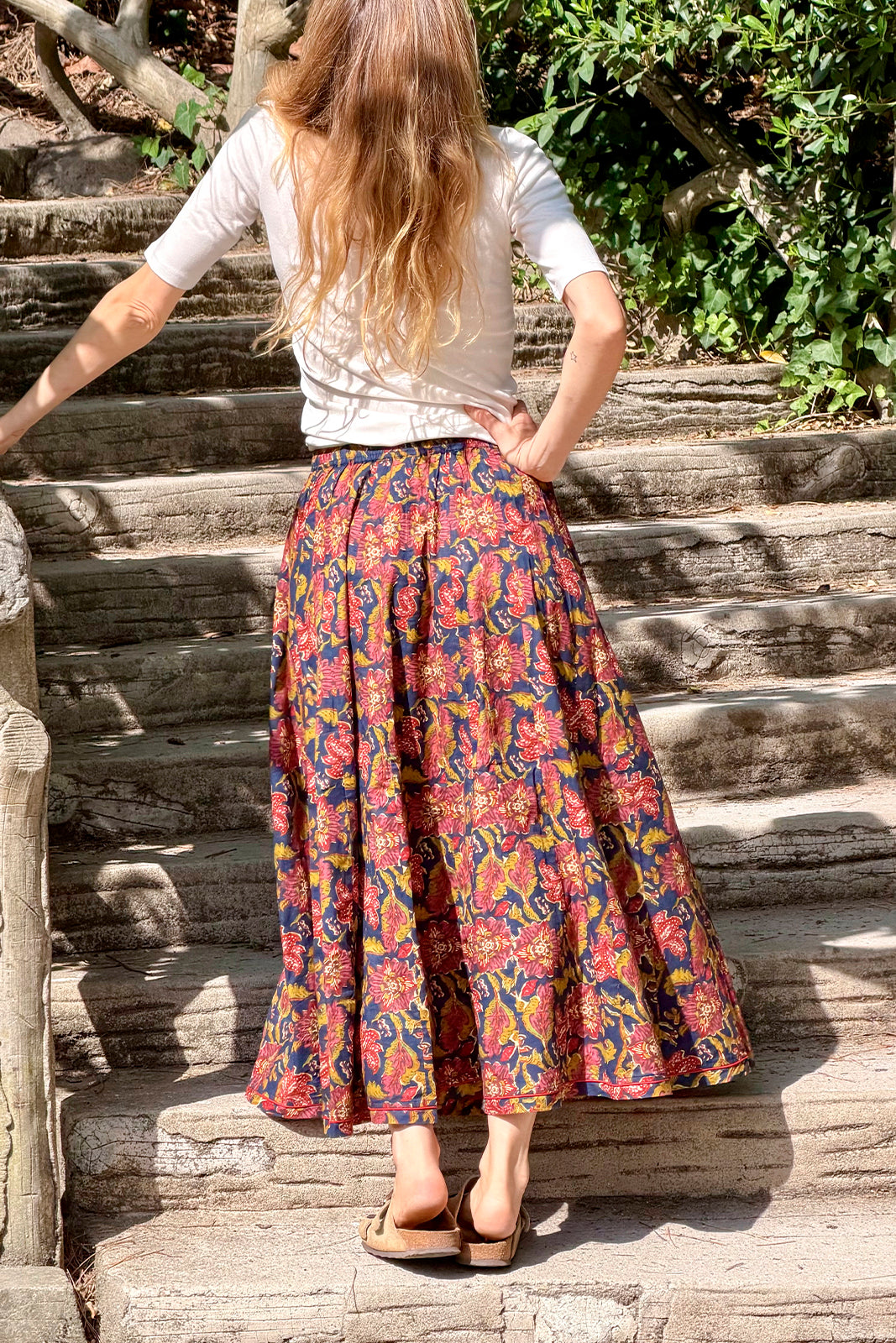 Jupe Longue Lengha FLORAL BLEU