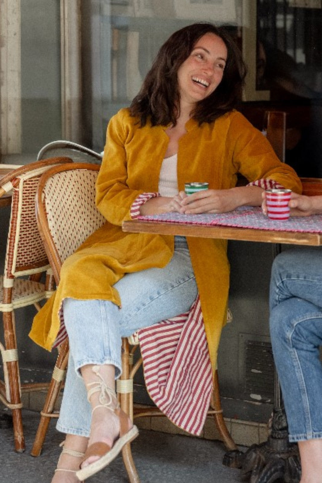 Manteau long Velours MOUTARDE