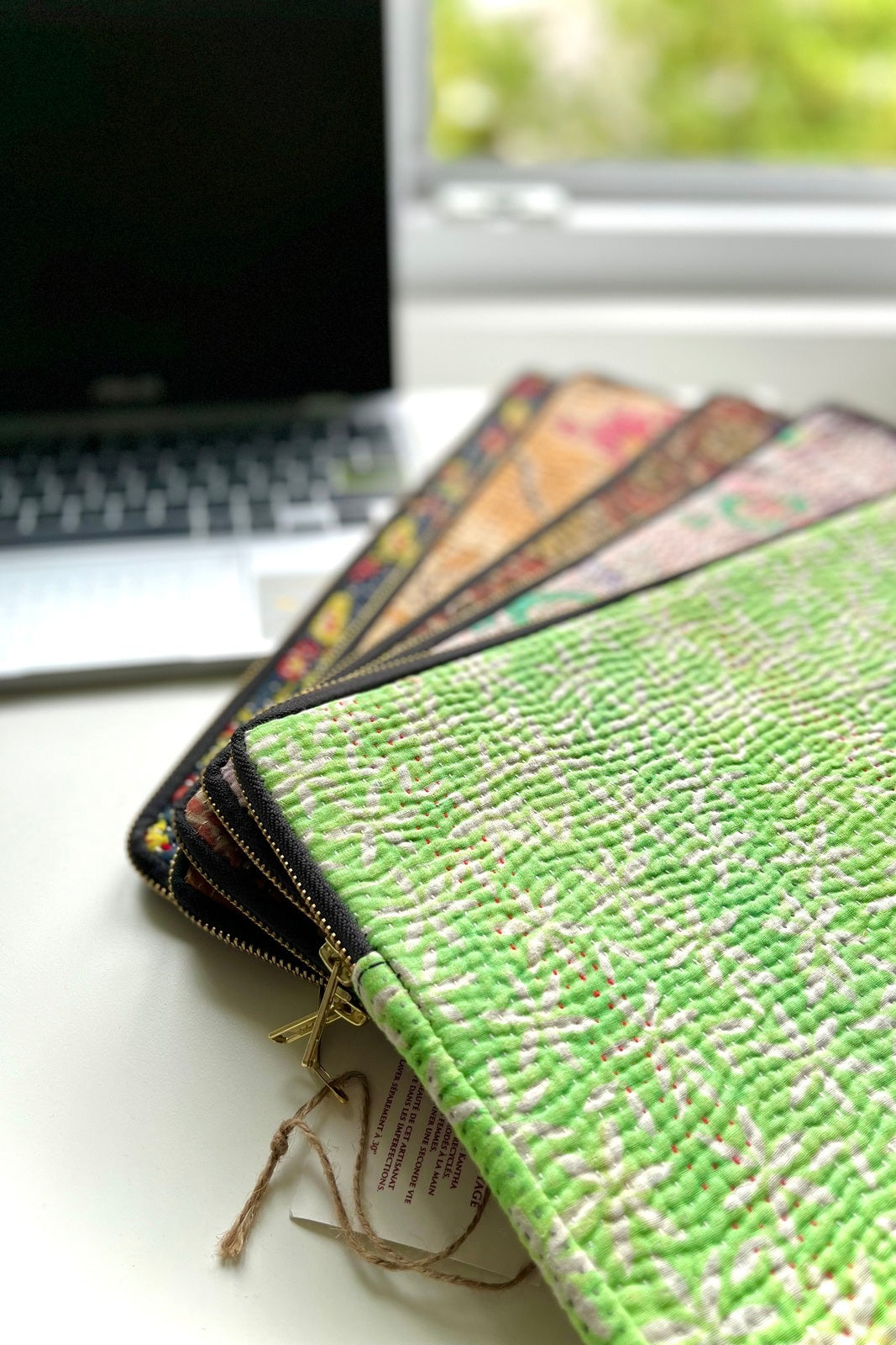 pochette ordinateur 13' coton indien kantha