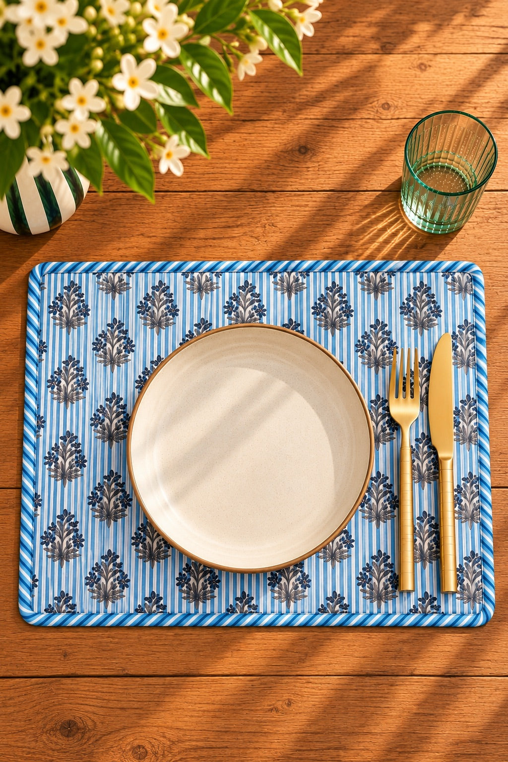 Set de table coton matelassé LYS BLEU