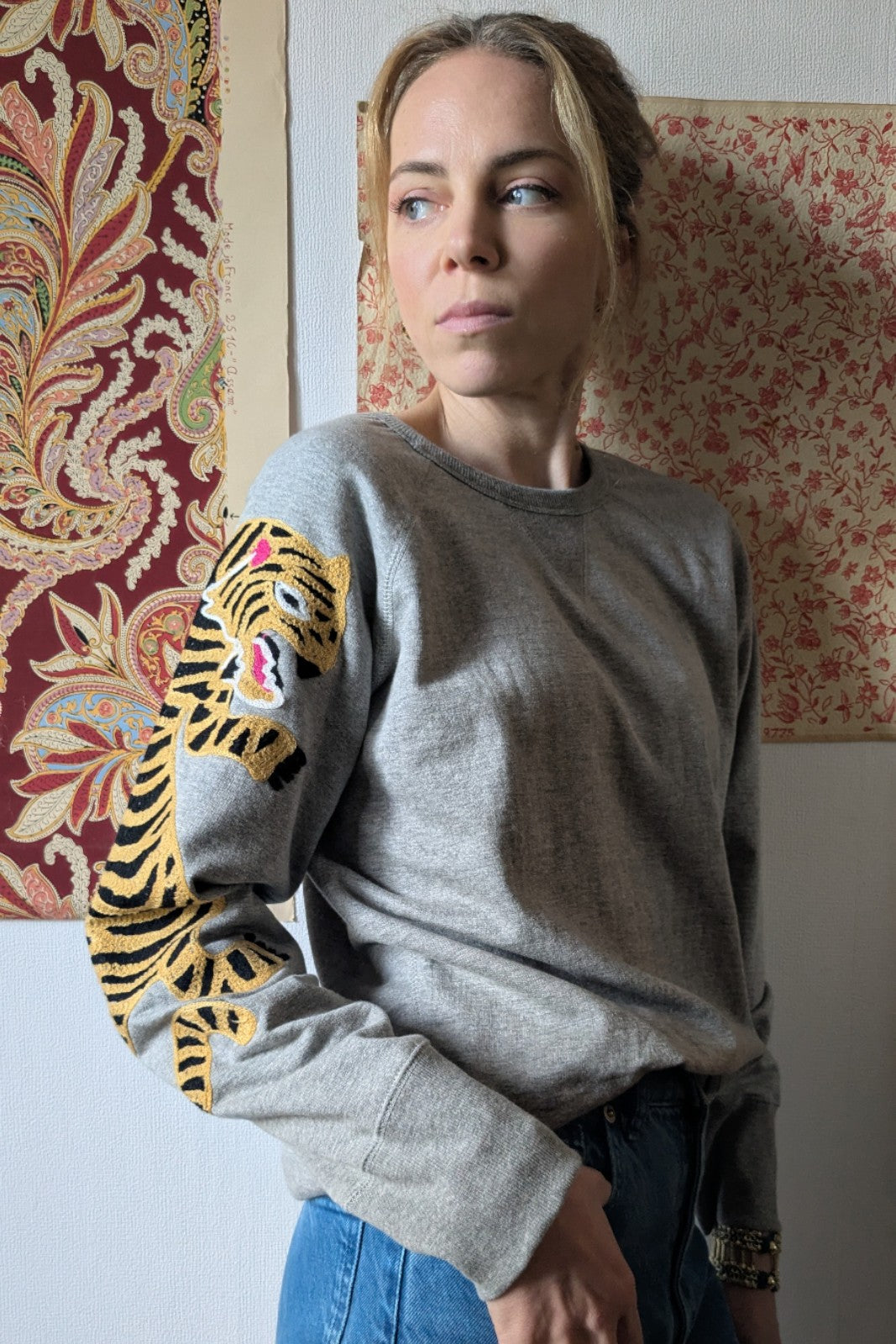 sweat tigre brode coton