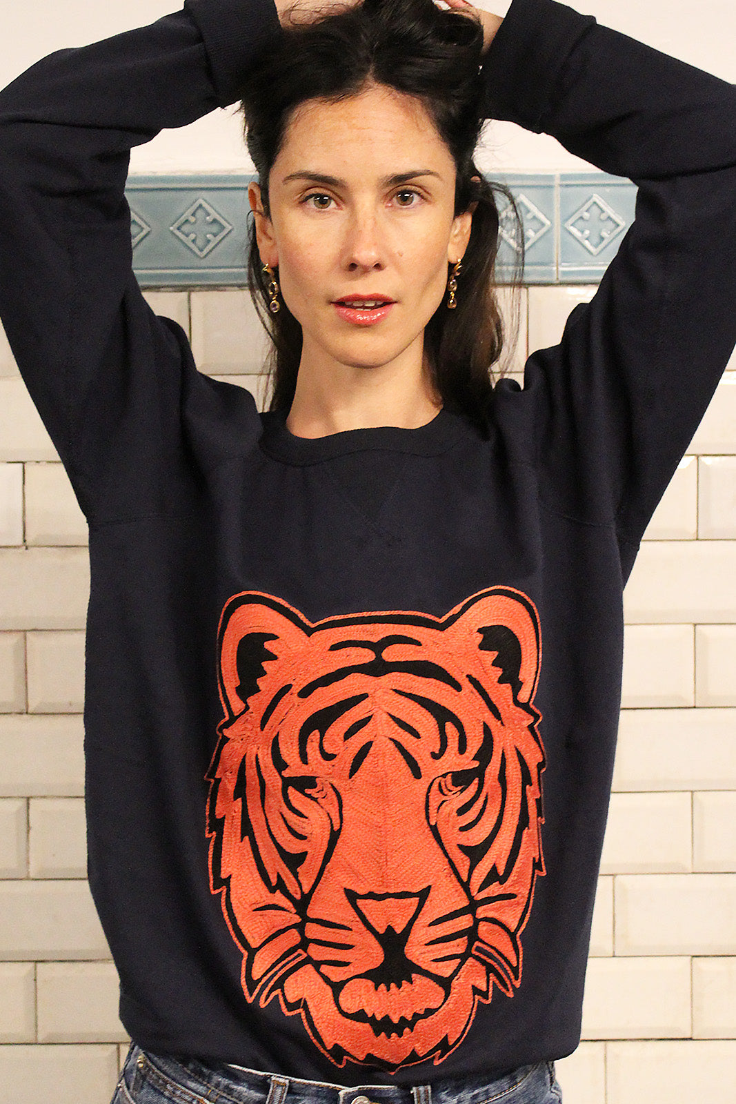 sweat tigre brode coton