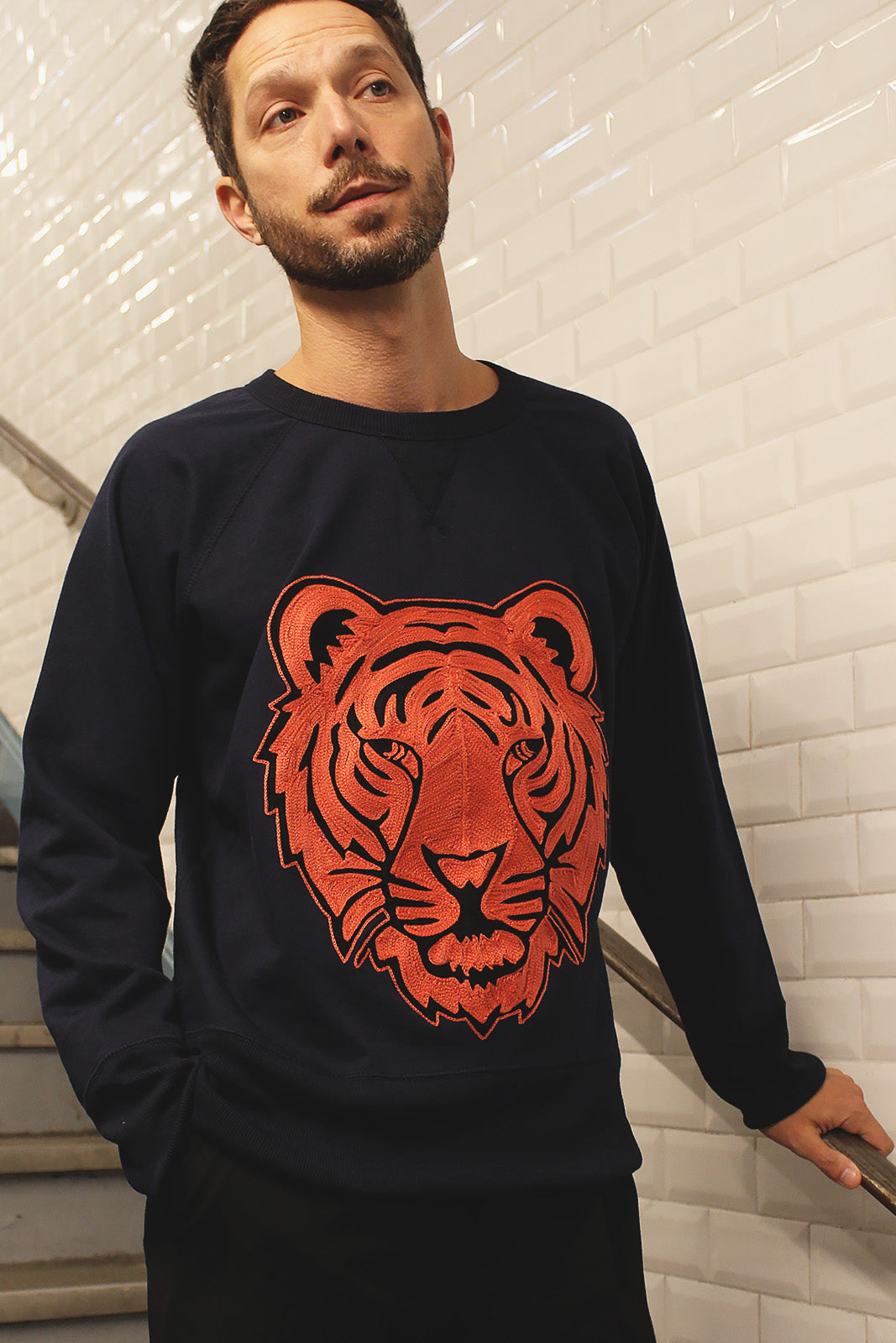 sweat tigre brode coton