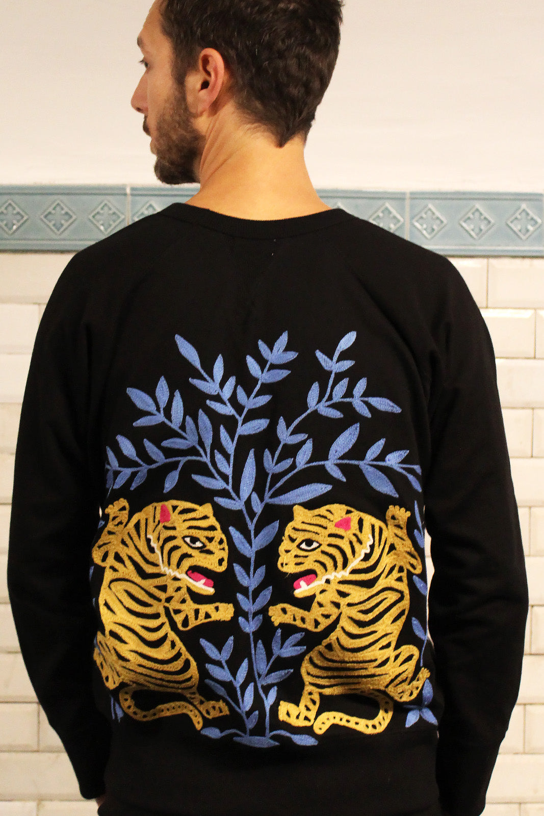 sweat tigre brode coton