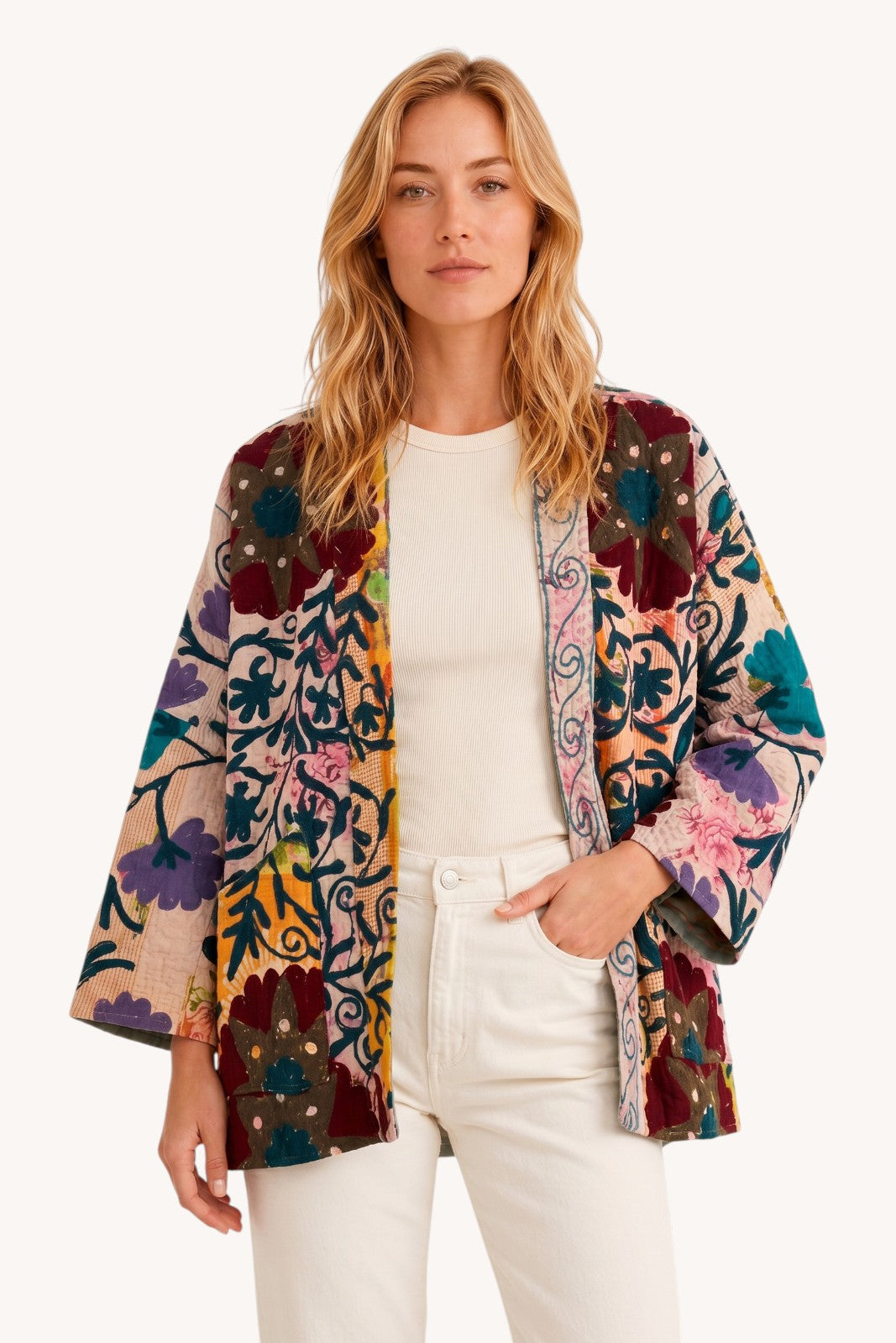Veste Bengal Kantha brodé UNJHA