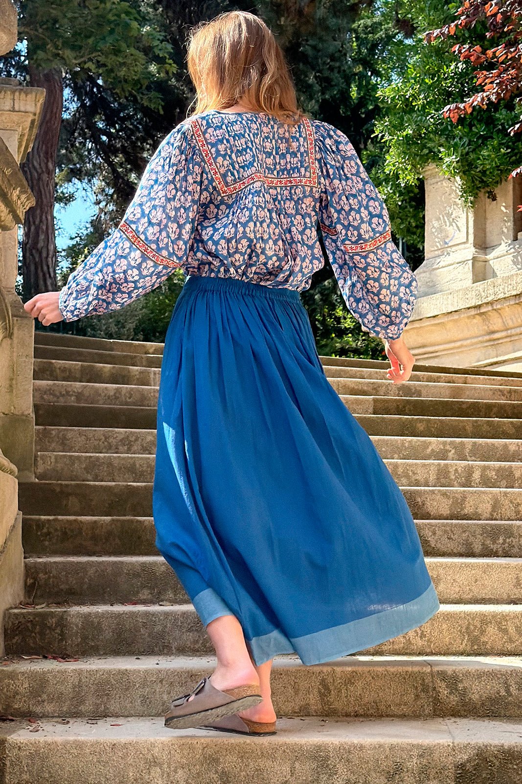 Jupe Jamdani BLEU