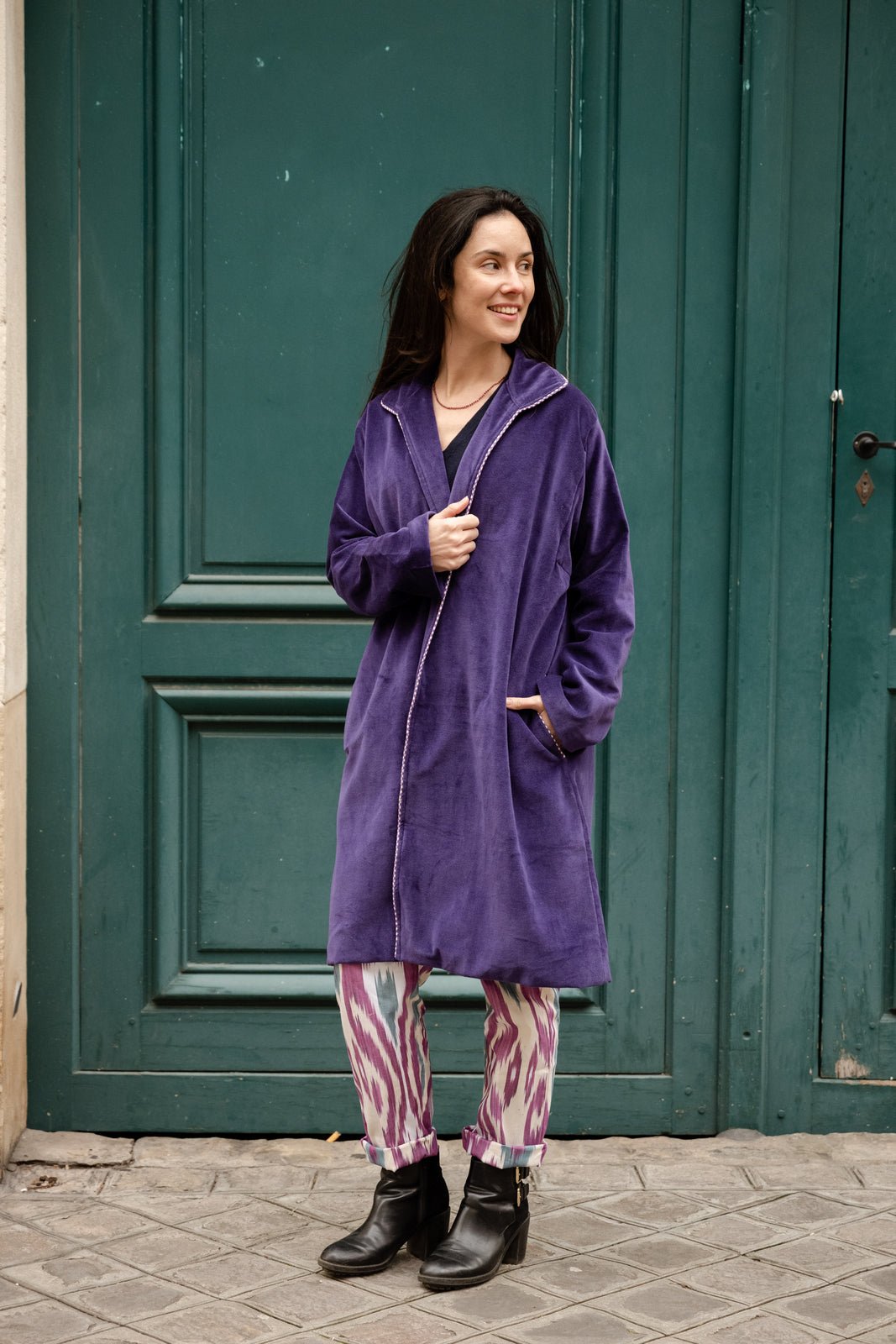 Manteau velours Makhamalee PURPLE