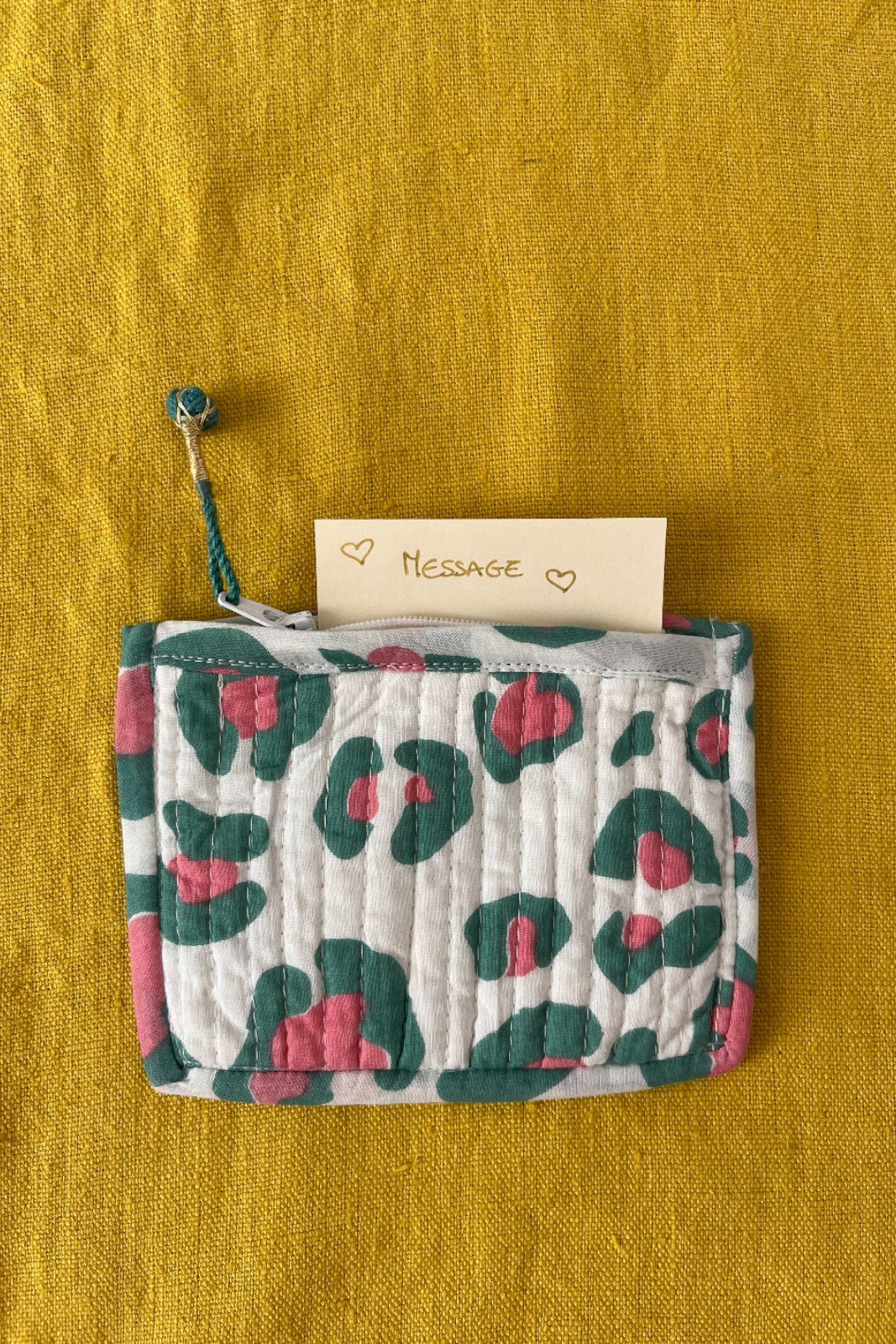 Mini Porte-monnaie Block print LEOPARD VERT