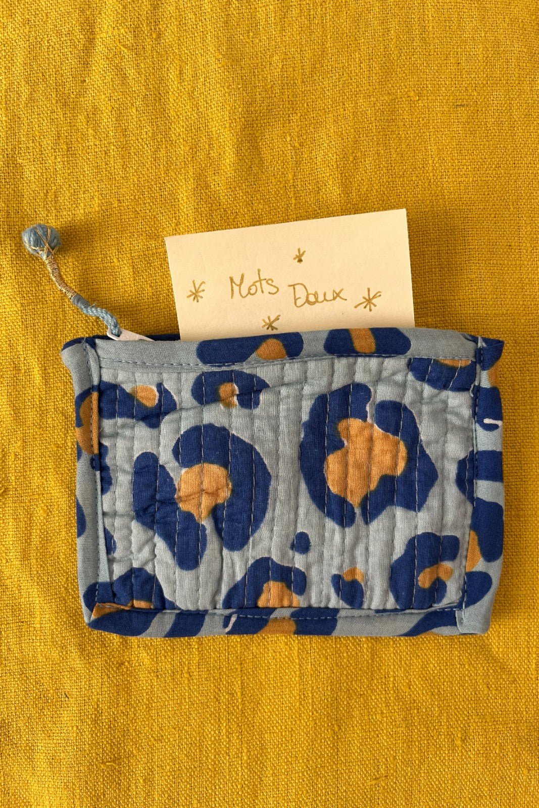 Mini Porte-monnaie Block print LEOPARD BLEU