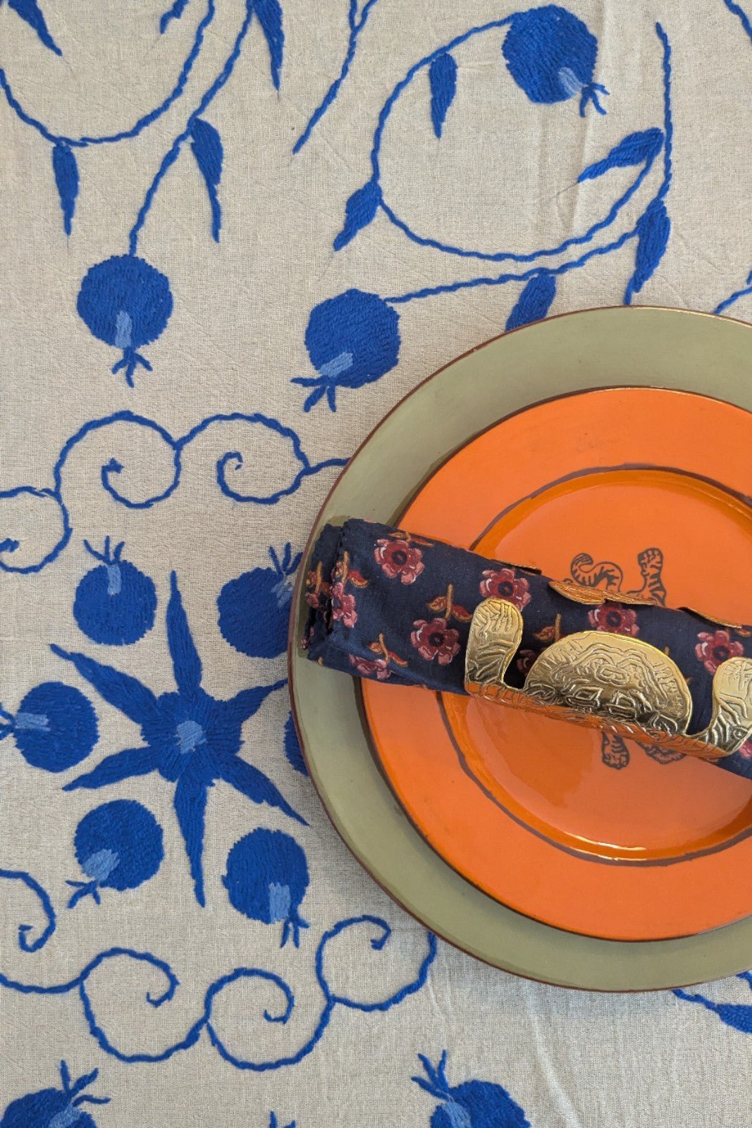 Nappe Suzani 160X270CM BLEU