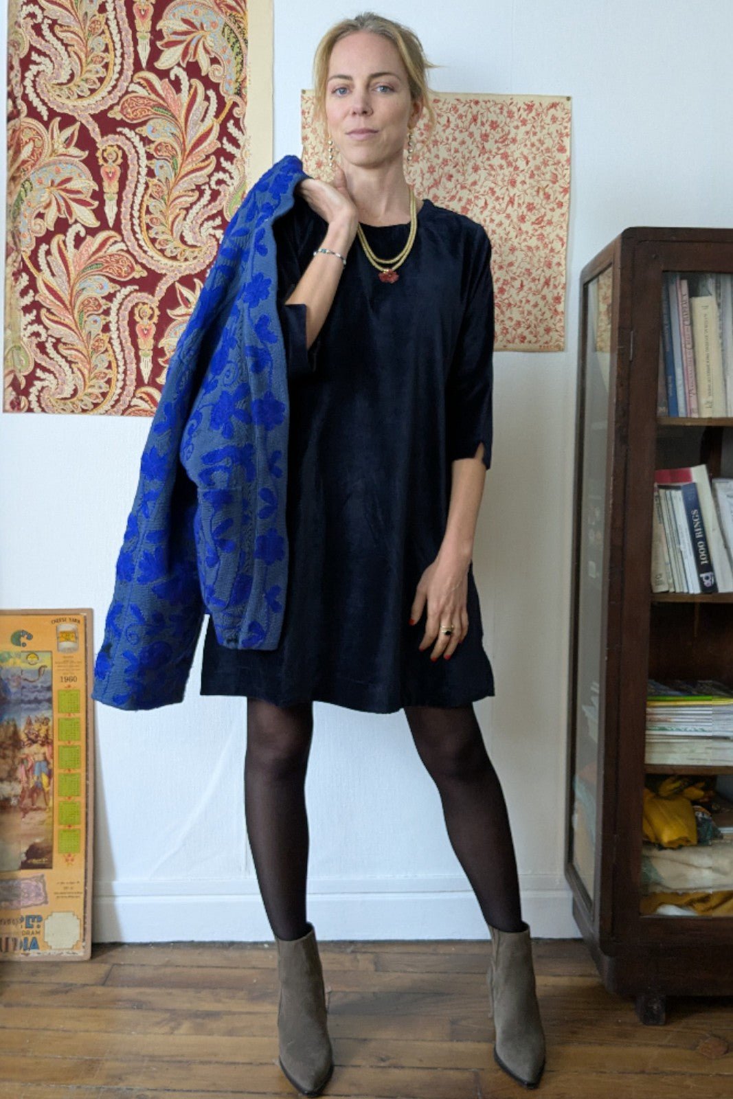 Robe en velours NAVY