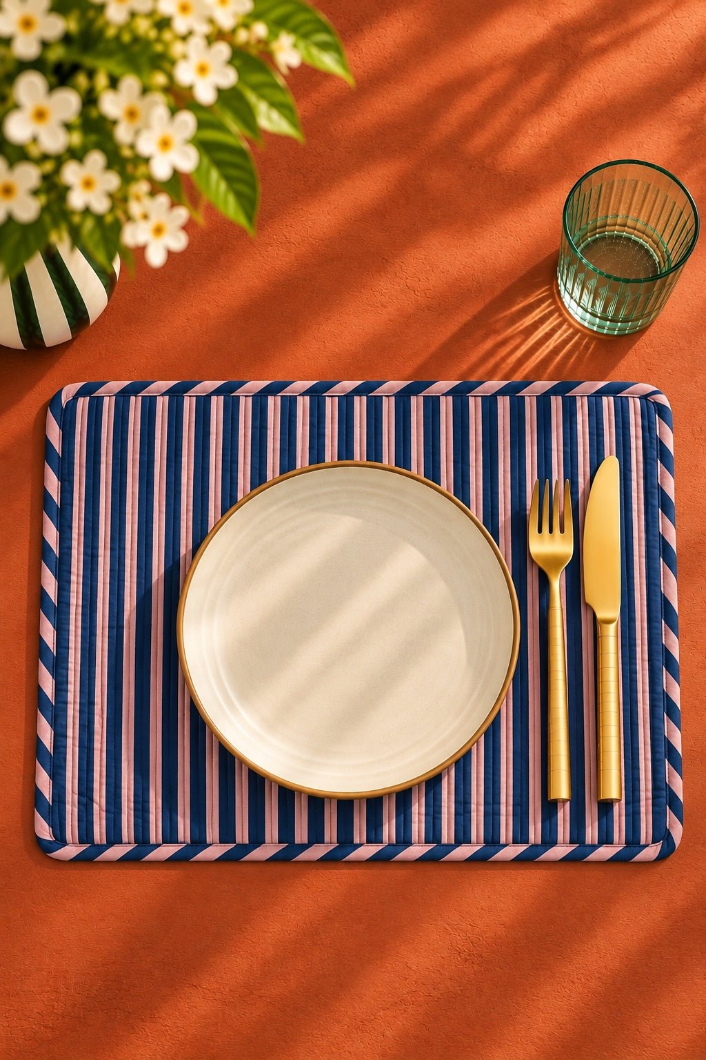 Set de table coton matelassé STRIPES VIOLET